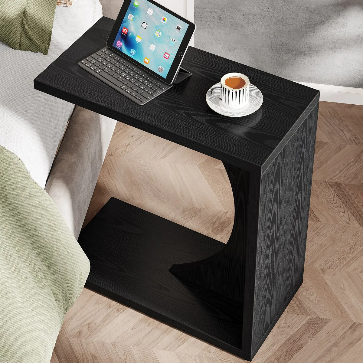 C-Shaped End Table, Sofa Side Table Couch Table for Small Space - Image 12