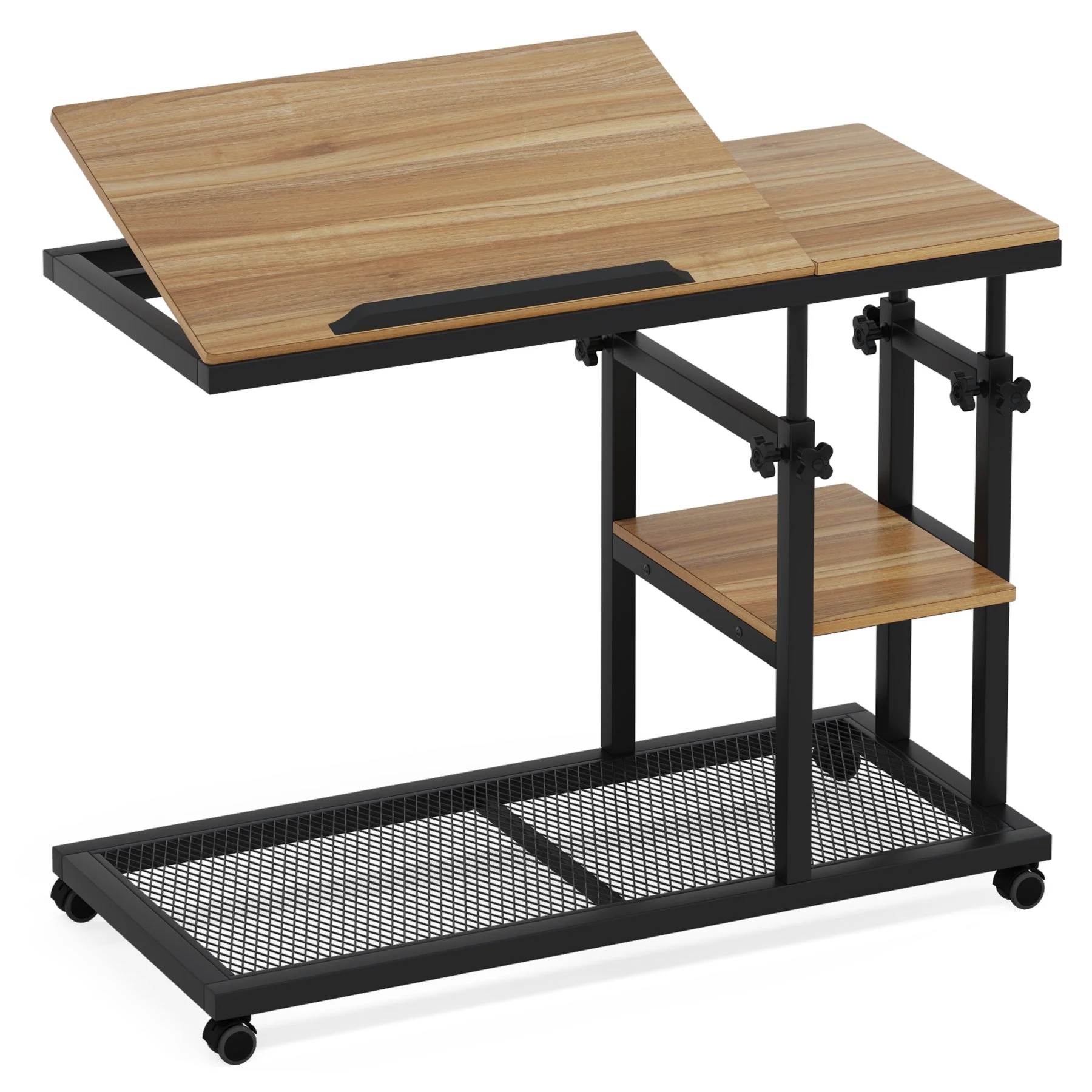 Height Adjustable C Table, Mobile Side Table with Tiltable Drawing Board - Image 8