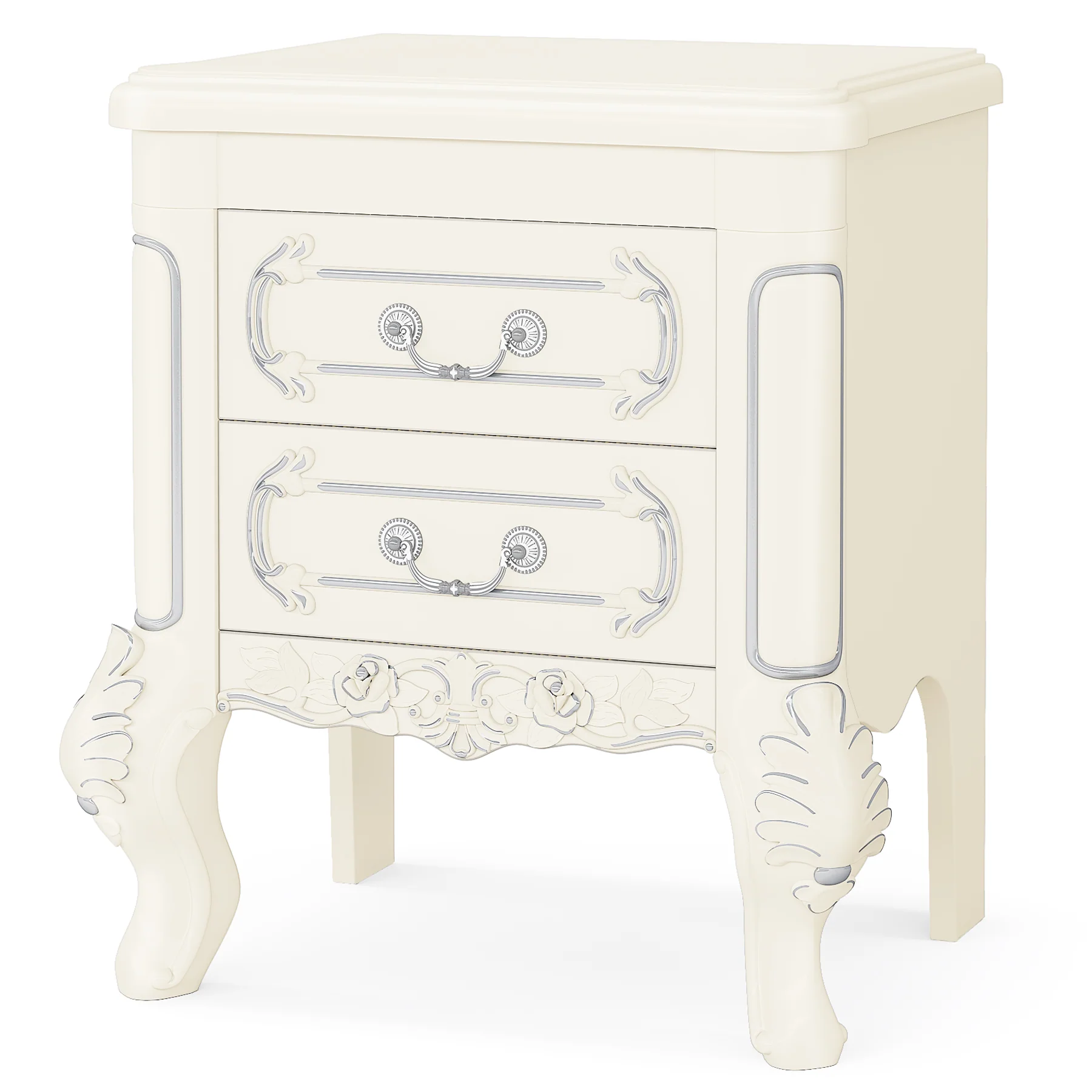 Carved Nightstand, Bedside Table End Table with 2 Drawers - Image 9