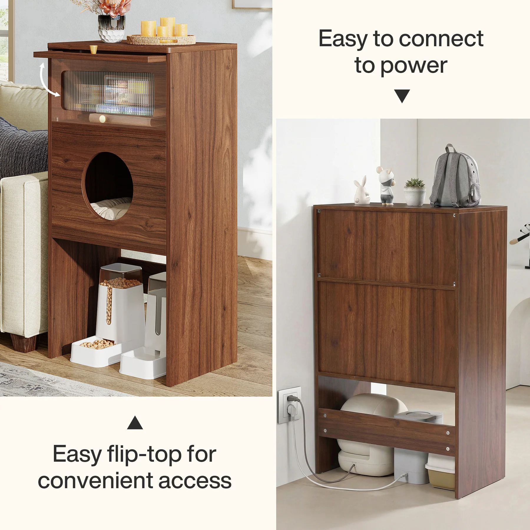 Cat Litter Box Enclosure, Modern Kitty House End Table with Acrylic Door - Image 9
