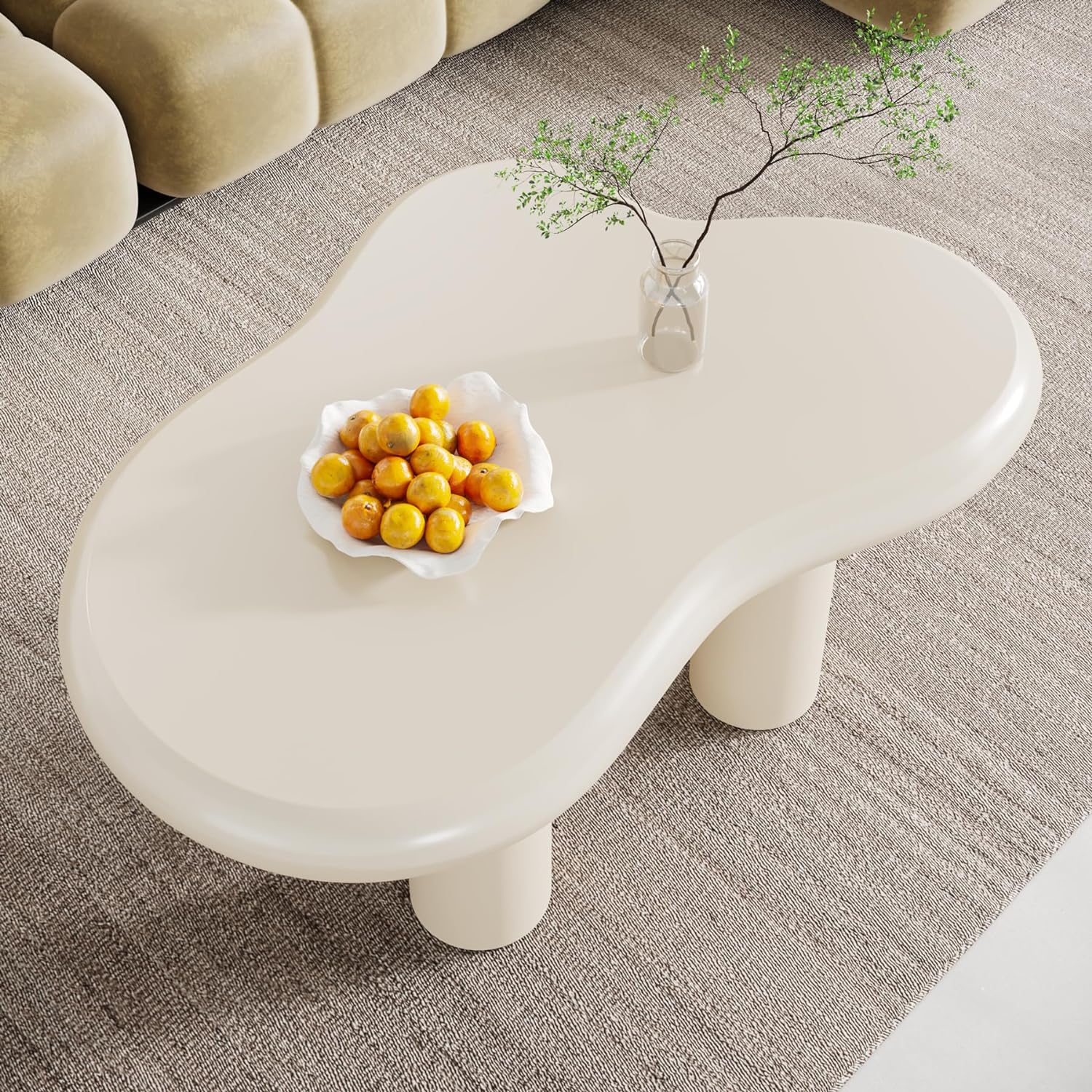 Cloud-Shaped Coffee Table, Modern Center Table with 4 Solid Legs - Image 6