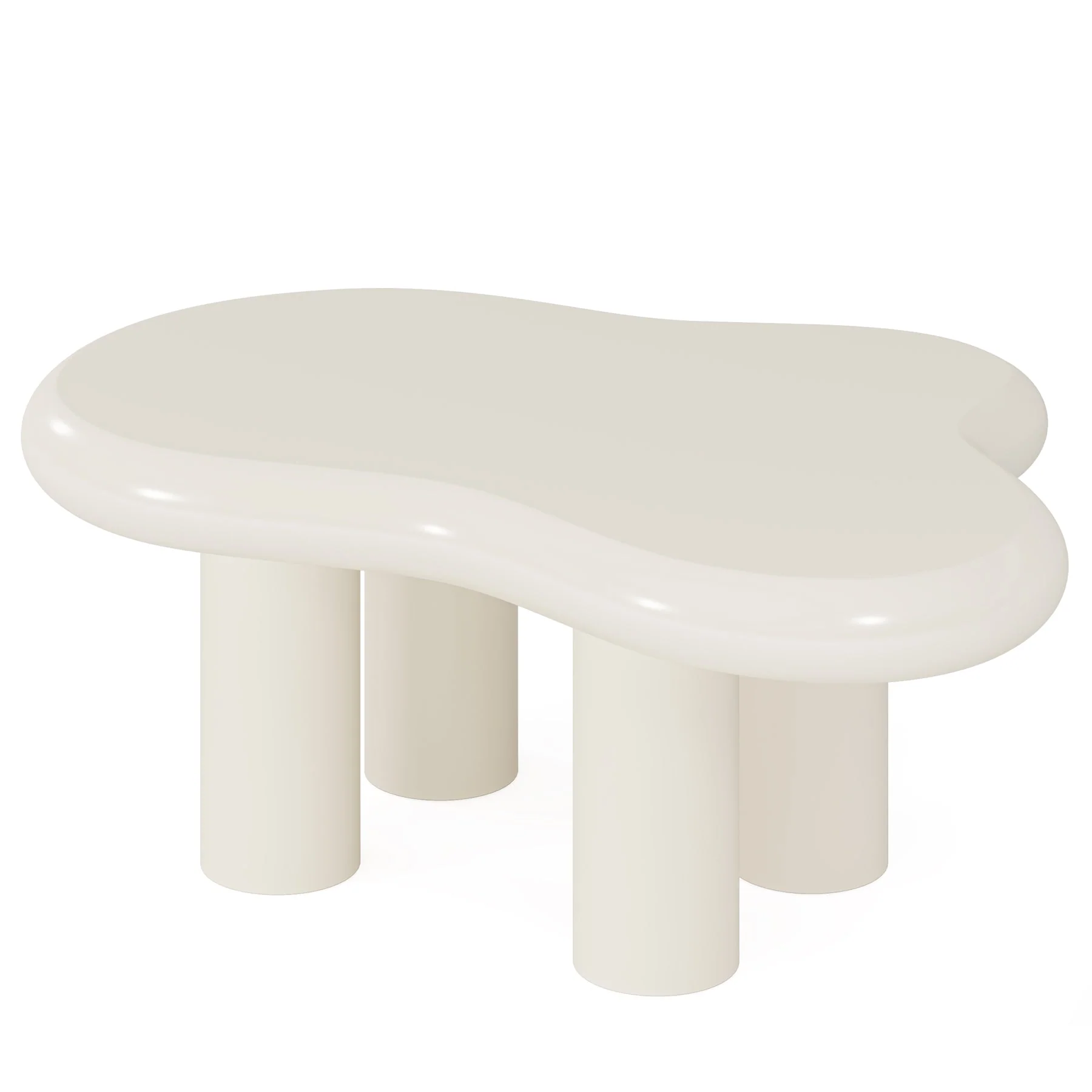 Cloud-Shaped Coffee Table, Modern Center Table with 4 Solid Legs - Image 8