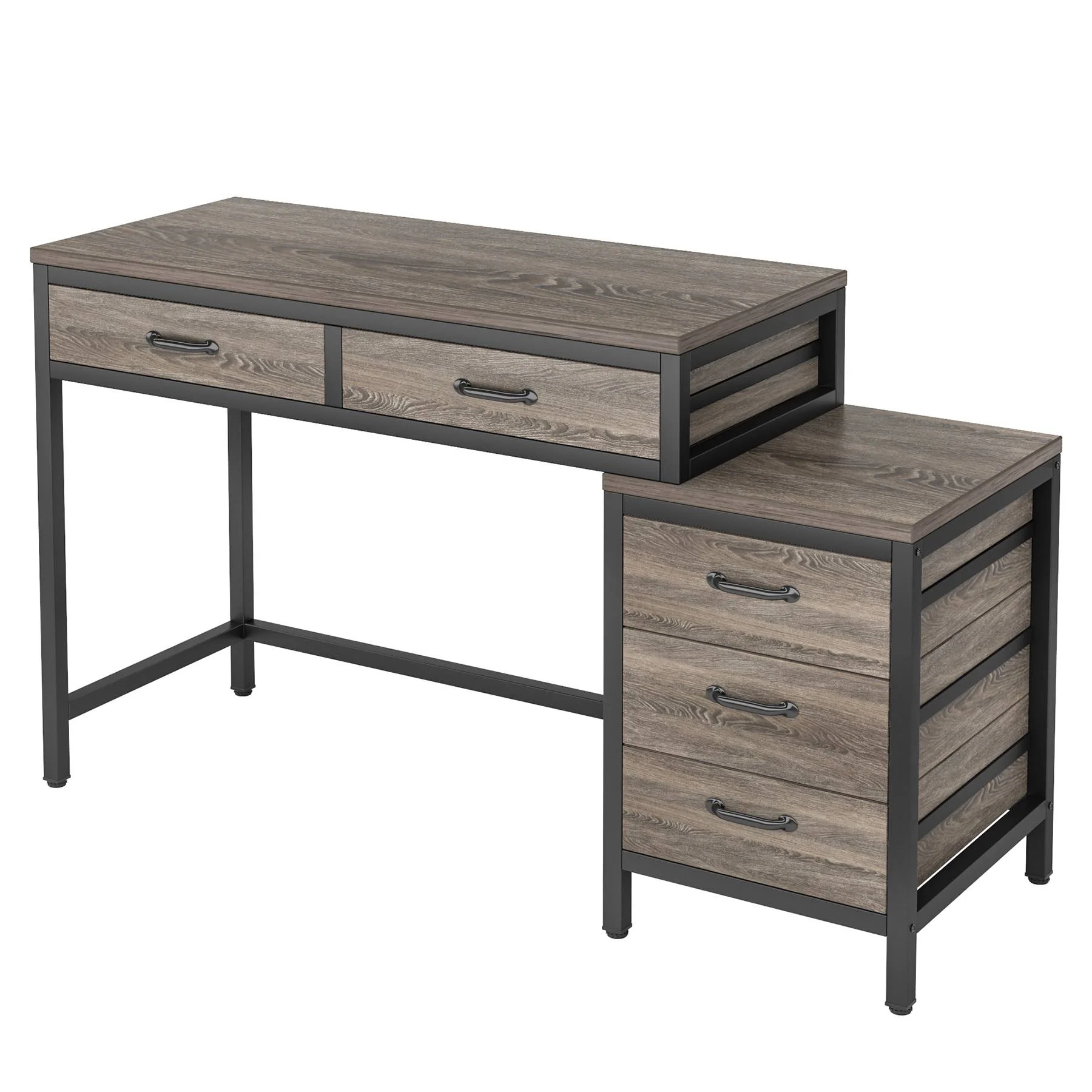 5-Drawer Computer Desk, Study Writing Table with Reversible Drawer Cabinet - Image 8