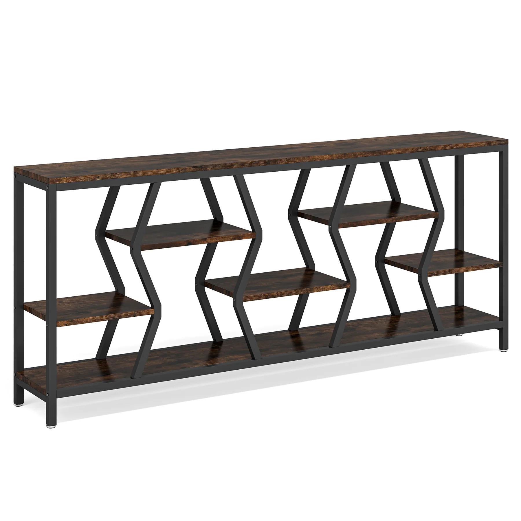 70.9" Console Table Industrial Sofa Table with Storage Shelves - Image 8