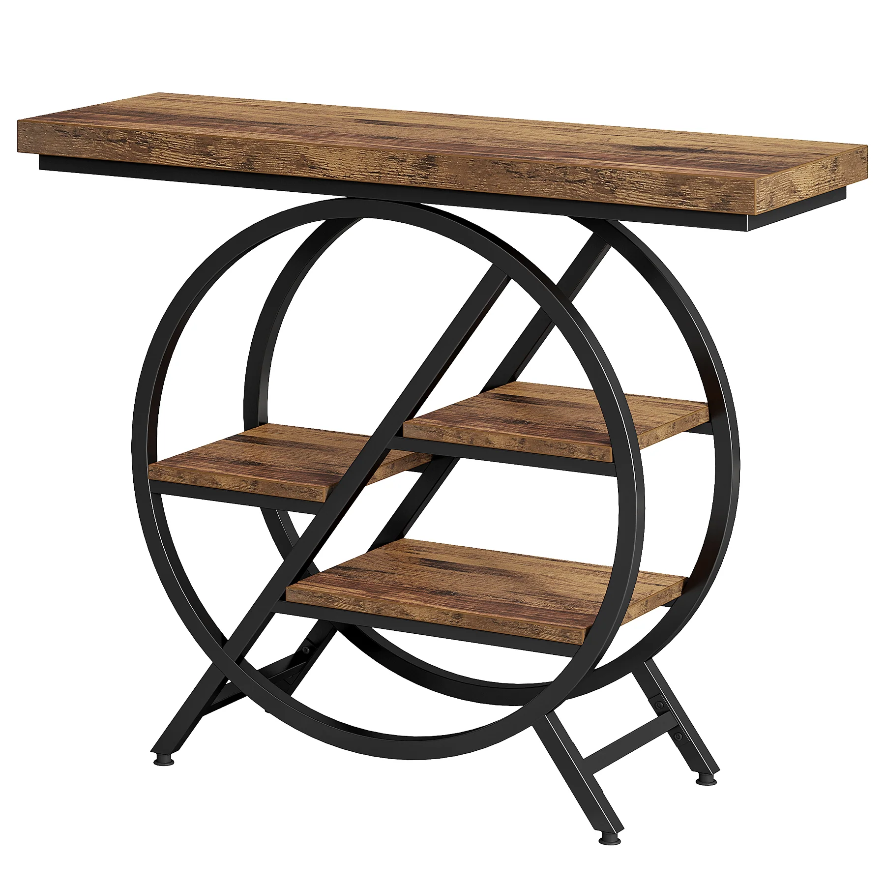 4-Tier Console Table, 39.4" Entryway Table with Geometric Metal Frame - Image 7