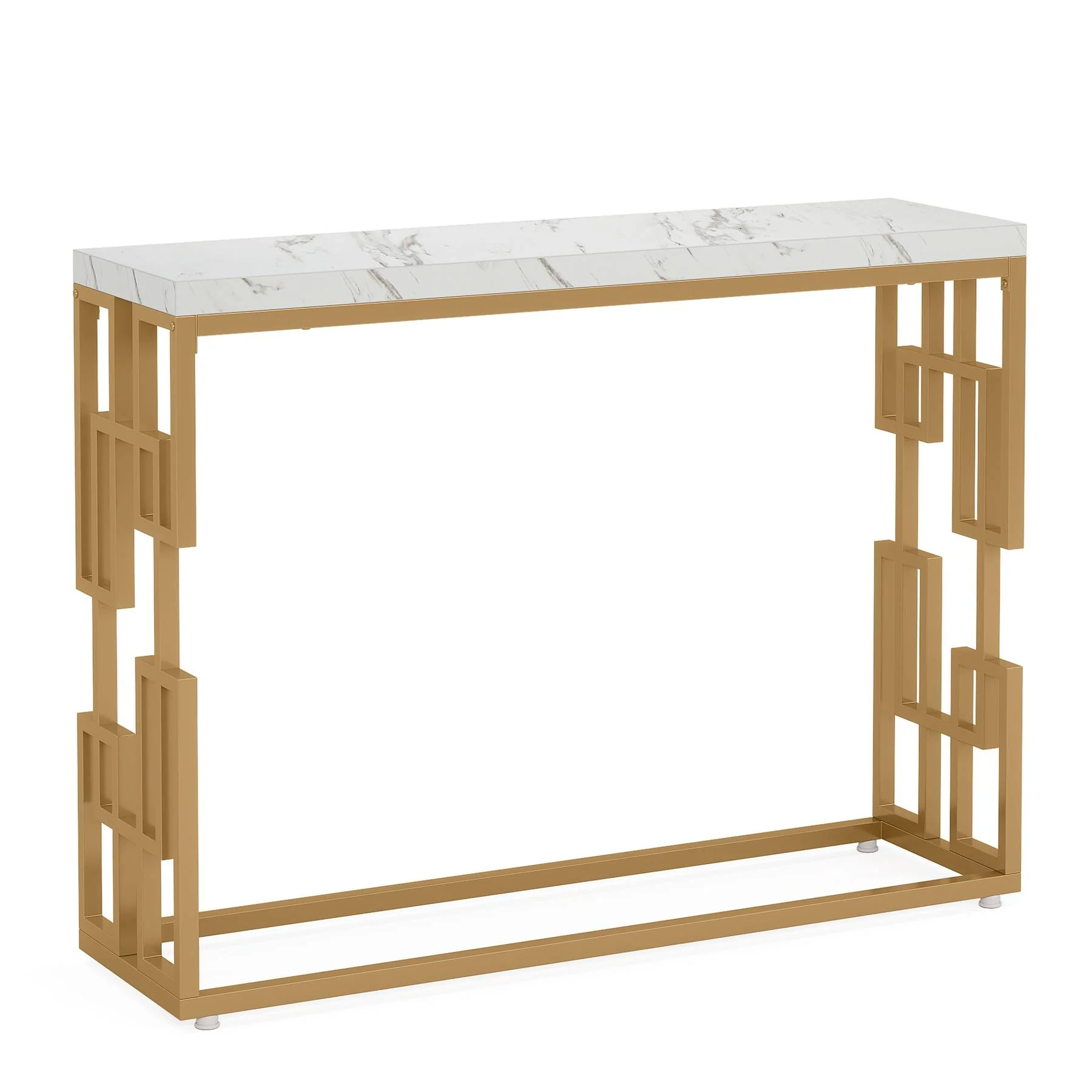 Modern Console Table, 42.5" Sofa Foyer Table with Faux Marble Tabletop - Image 7