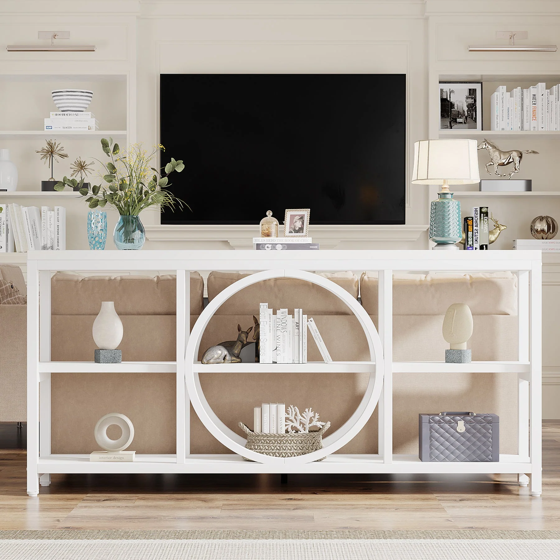 70.9" Console Table, Narrow Sofa Table with 3 Tier Storage Shelves - Image 17
