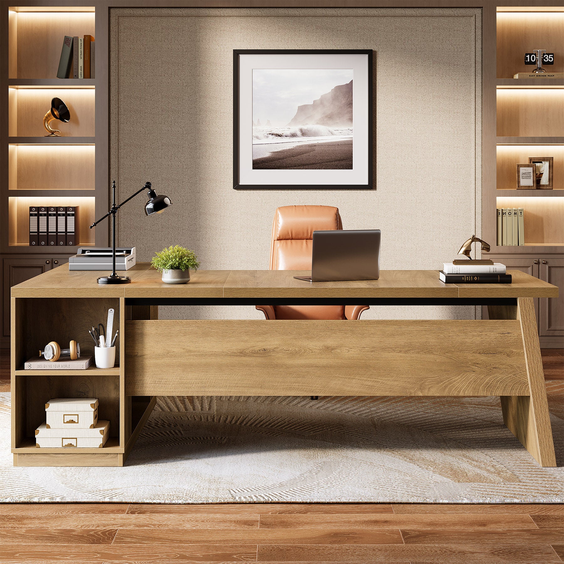 78" L Shaped Executive Desk, Corner Computer Desk Home Office Desk - Image 5
