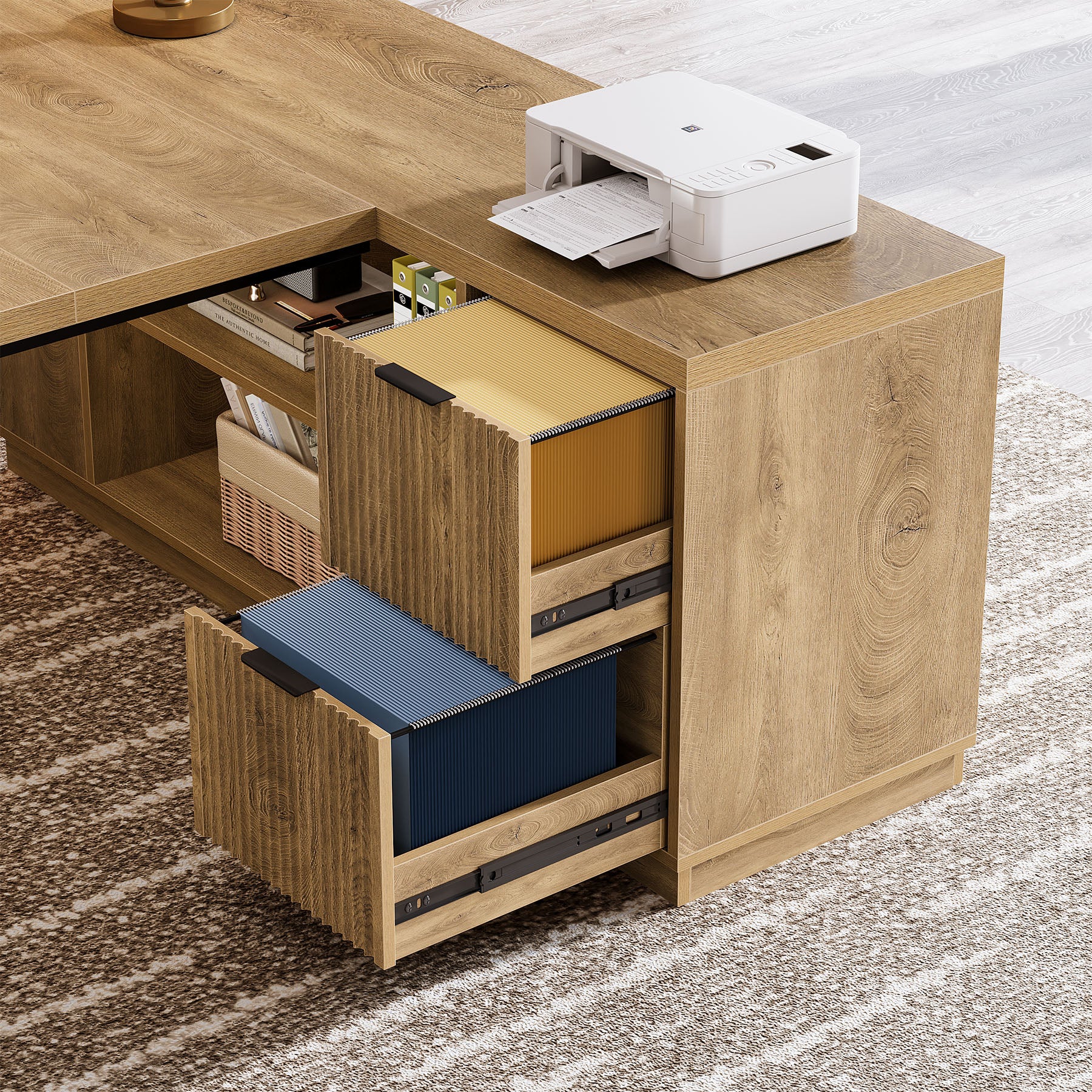 78" L Shaped Executive Desk, Corner Computer Desk Home Office Desk - Image 8