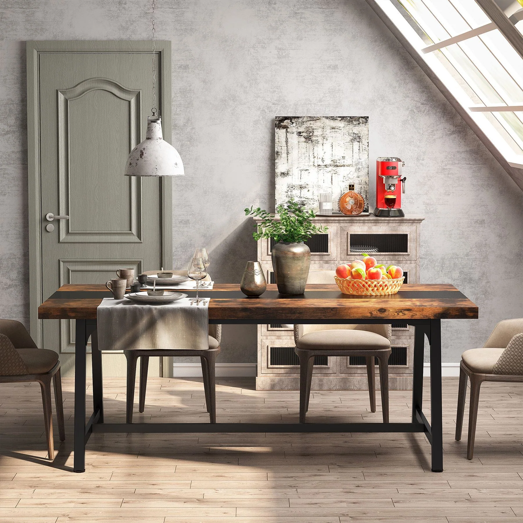Dining Table for 8 People, 70.87" Rectangular Wood Kitchen Table - Image 5