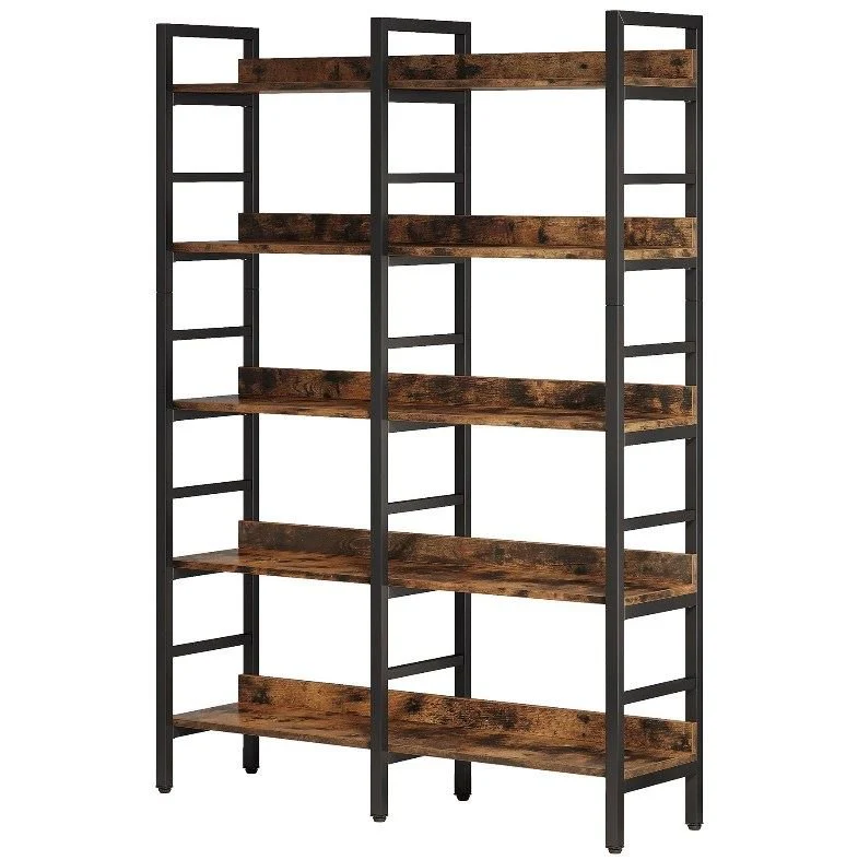 5-Tier Bookshelf, Double Wide Bookcase Storage Shelves Unit - Image 12