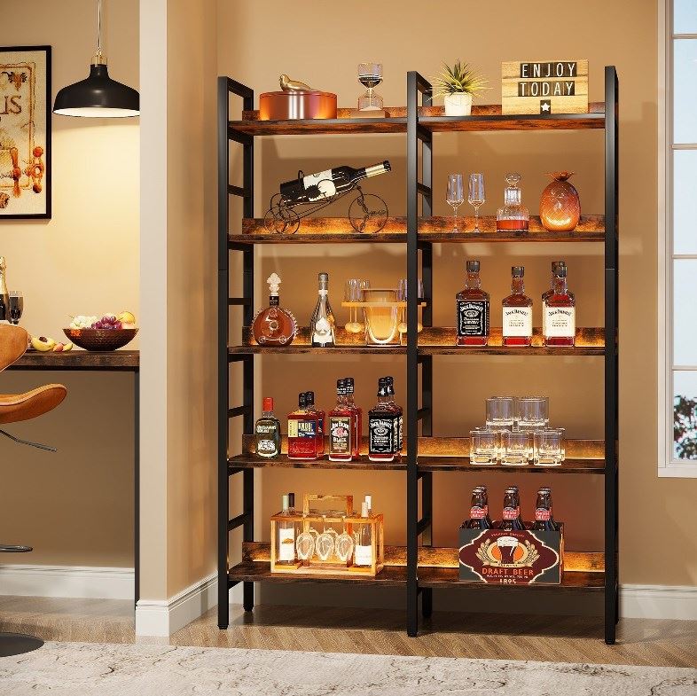 5-Tier Bookshelf, Double Wide Bookcase Storage Shelves Unit - Image 5