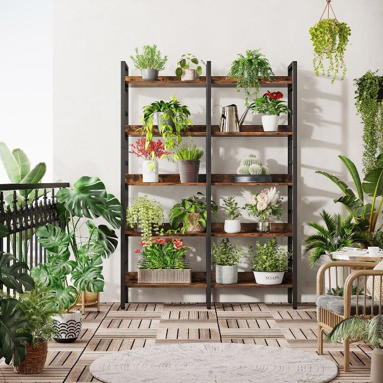 5-Tier Bookshelf, Double Wide Bookcase Storage Shelves Unit - Image 6