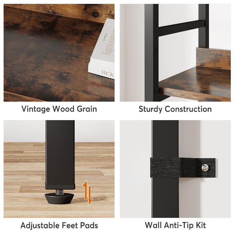 5-Tier Bookshelf, Double Wide Bookcase Storage Shelves Unit - Image 7