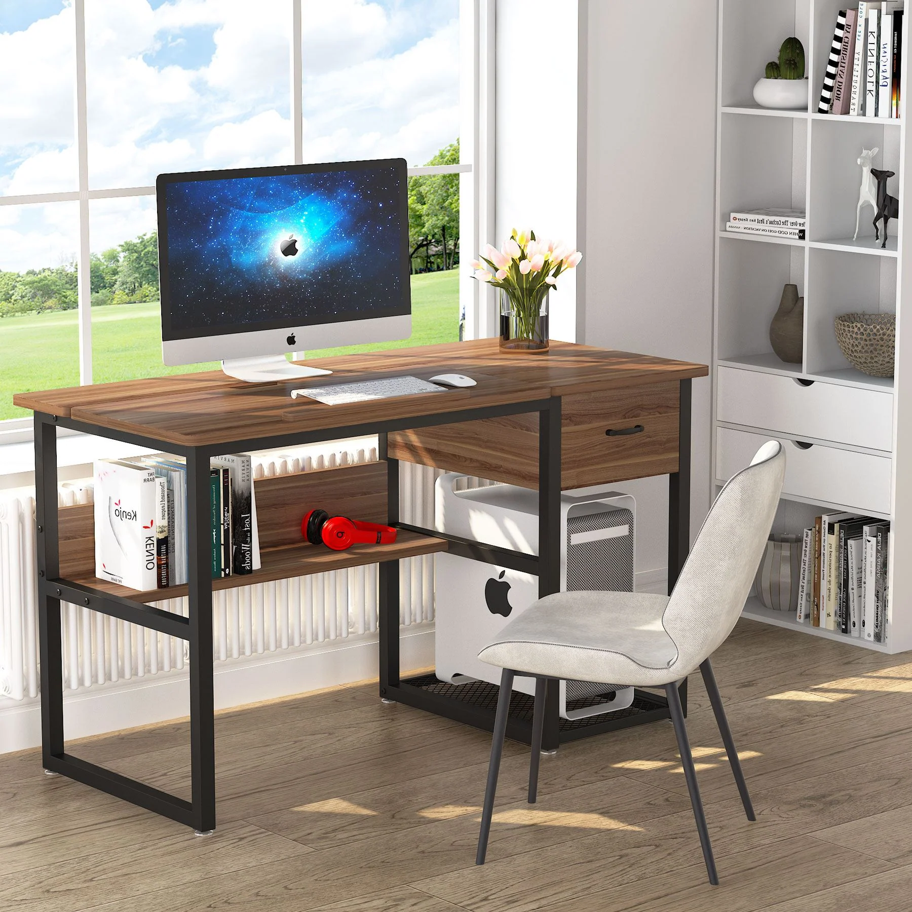 47.2" Drafting Table, Drawing Computer Desk with Storage Drawers - Image 5