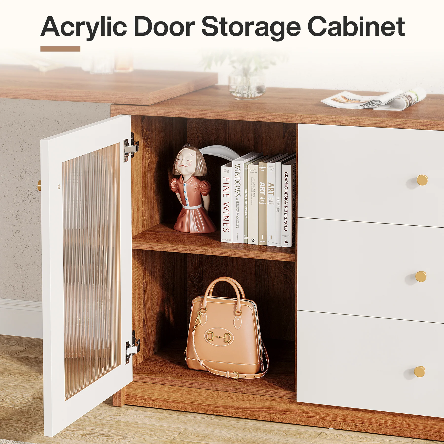 Modern Makeup Vanity, Dressing Table with 3 Drawers and Cabinet - Image 9