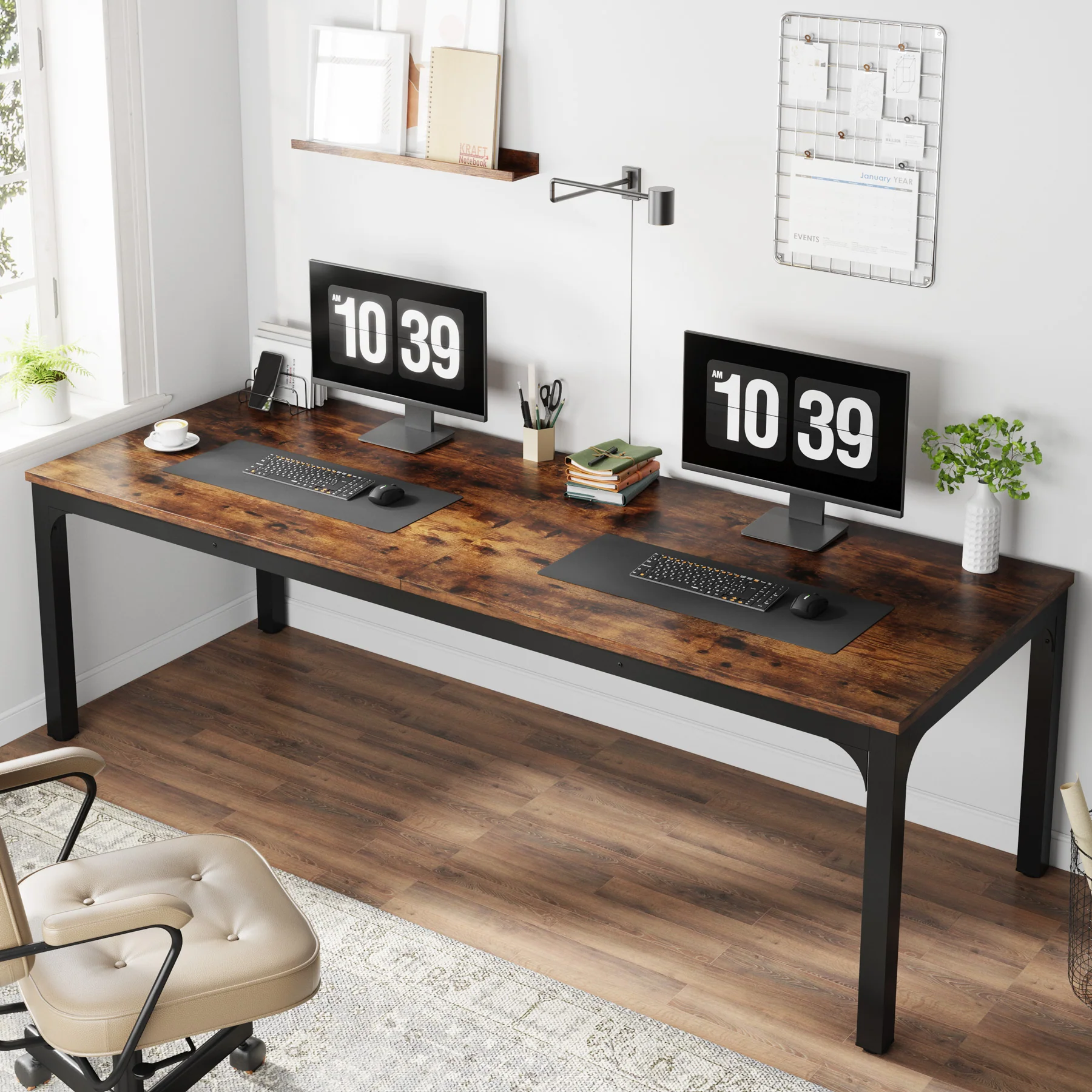 Rectangle Executive Desk, 78.7" Computer Desk 6FT Conference Table - Image 4
