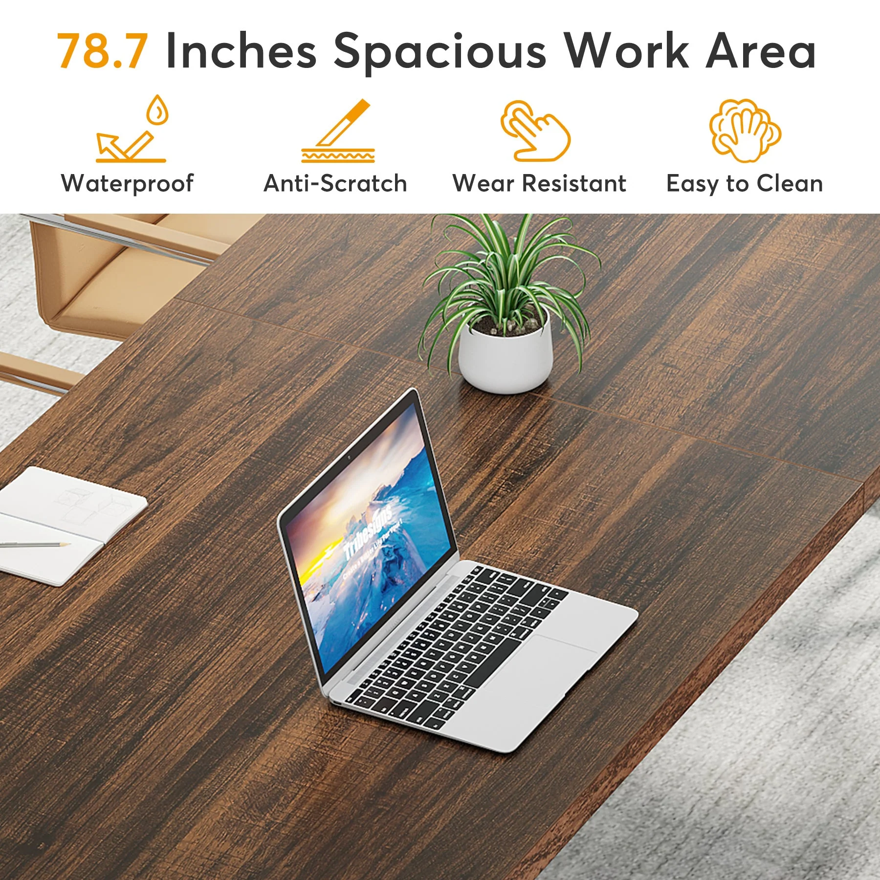 78.7" Executive Desk, Large Computer Desk Two Person Desk for Home Office - Image 6