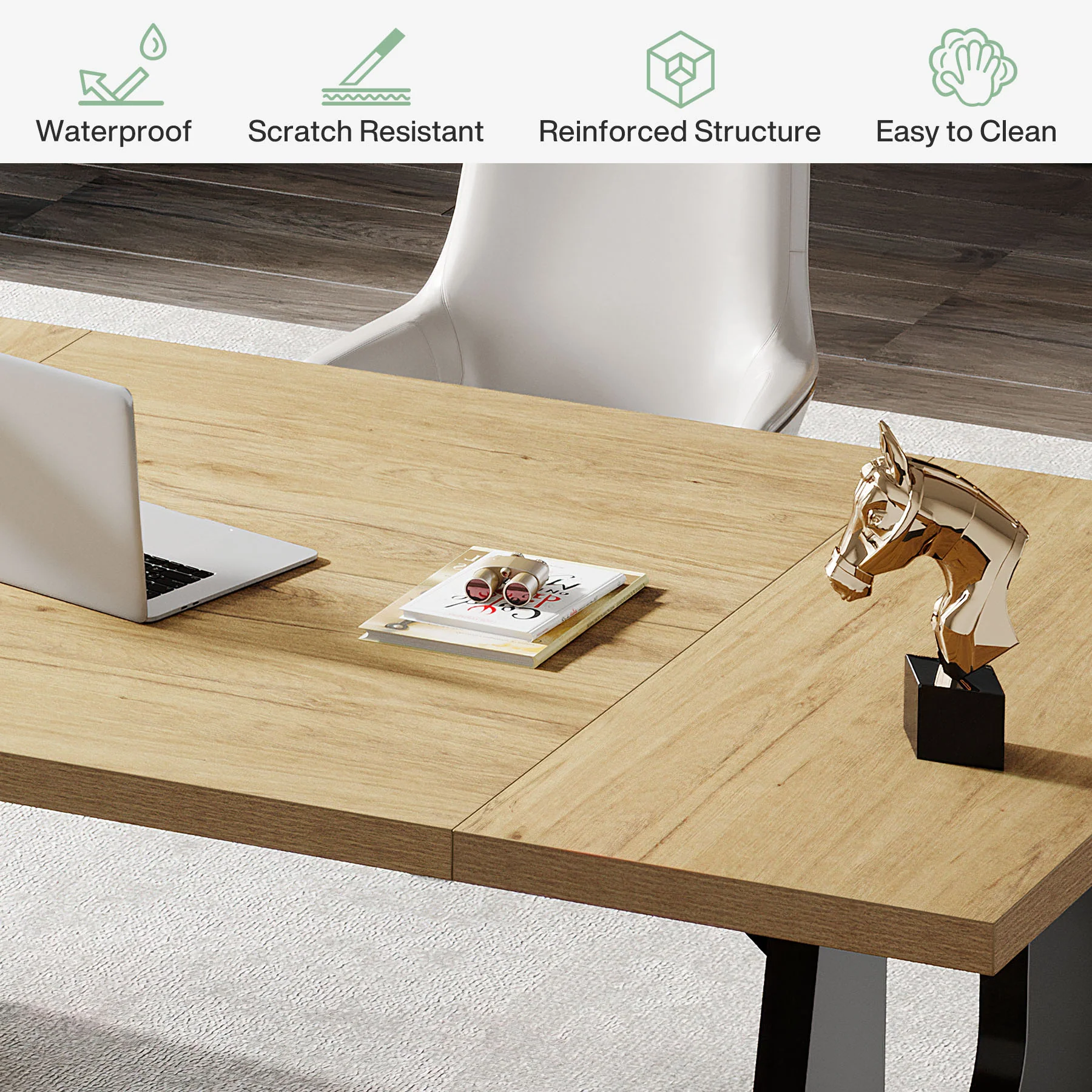 70.86" Executive Desk, Modern Computer Office Desk Workstation - Image 7