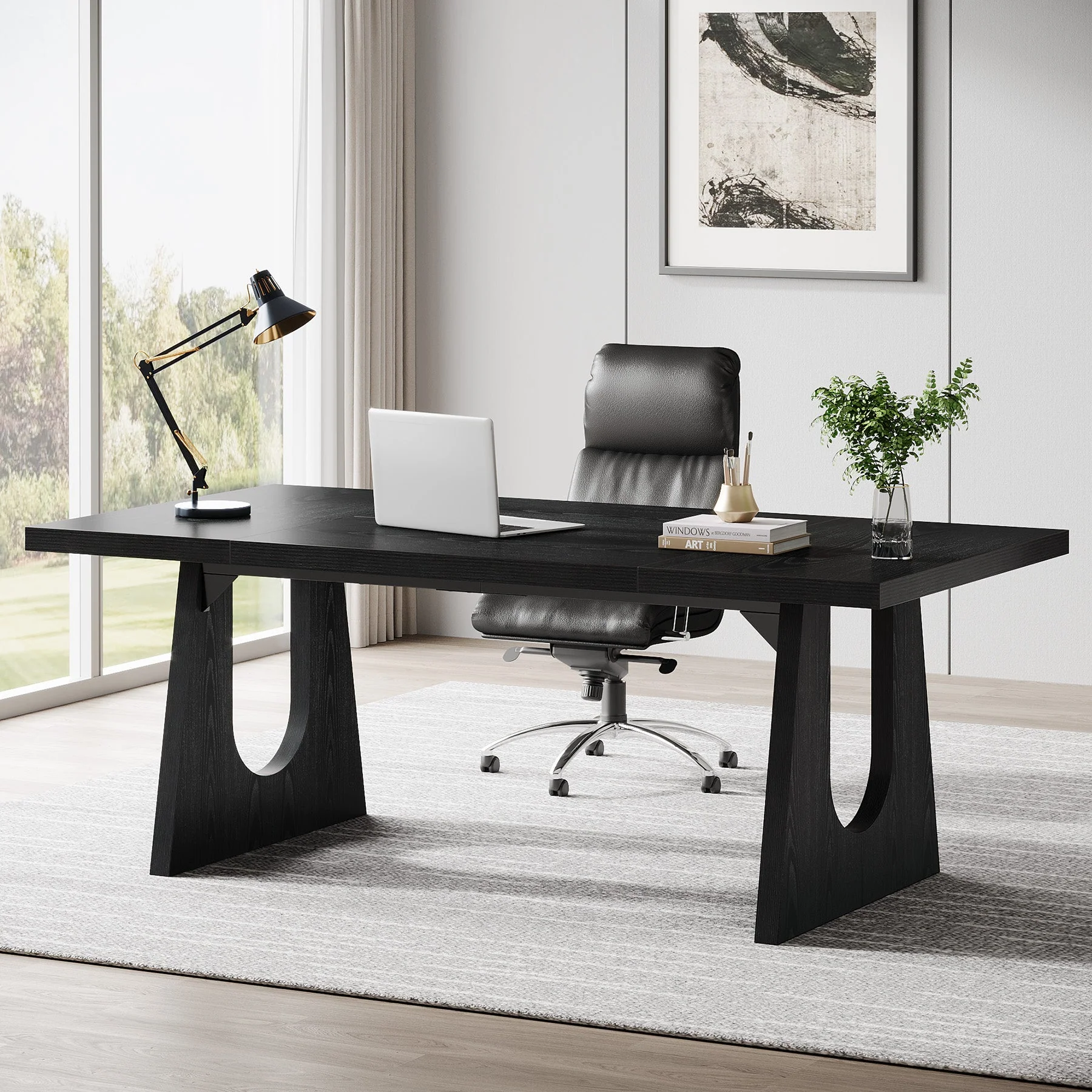 70.86" Executive Desk, Modern Computer Office Desk Workstation - Image 8