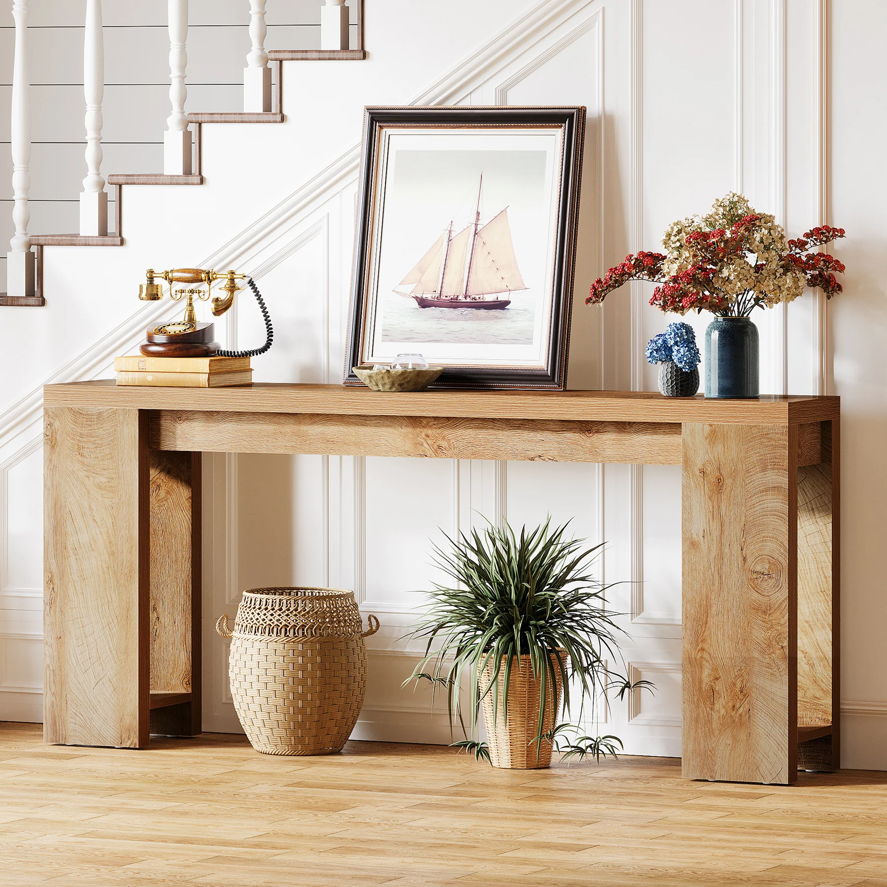 Tribesigns 70.9" Extra Long Console Table, Farmhouse Narrow Sofa Table for Entryway - Image 10
