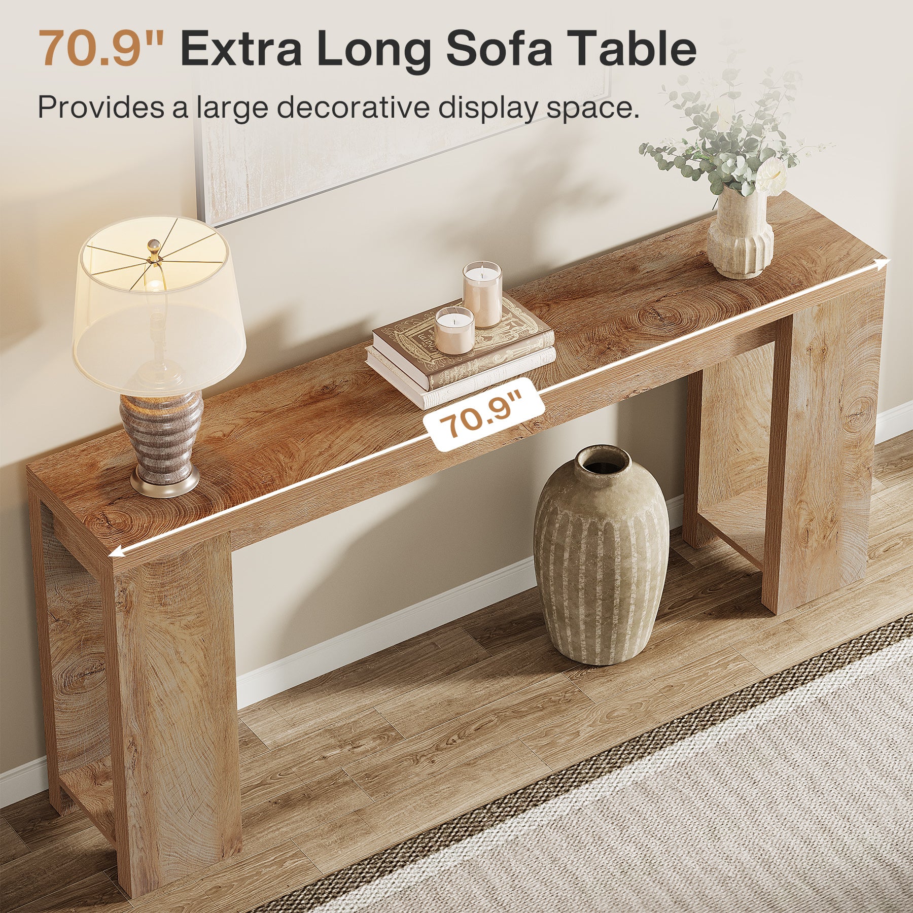 Tribesigns 70.9" Extra Long Console Table, Farmhouse Narrow Sofa Table for Entryway - Image 11