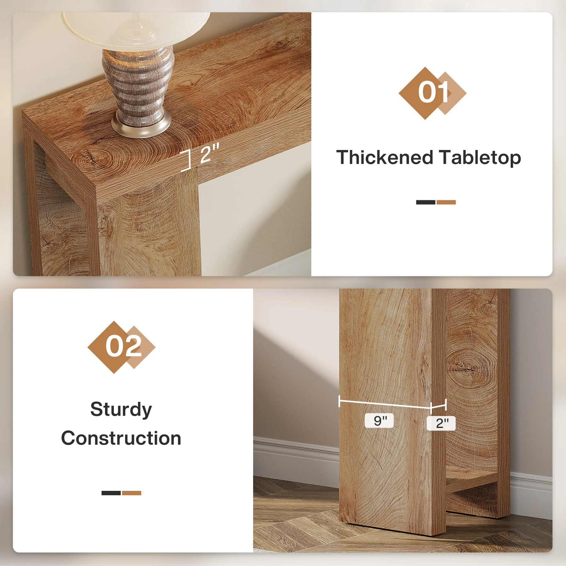 Tribesigns 70.9" Extra Long Console Table, Farmhouse Narrow Sofa Table for Entryway - Image 12