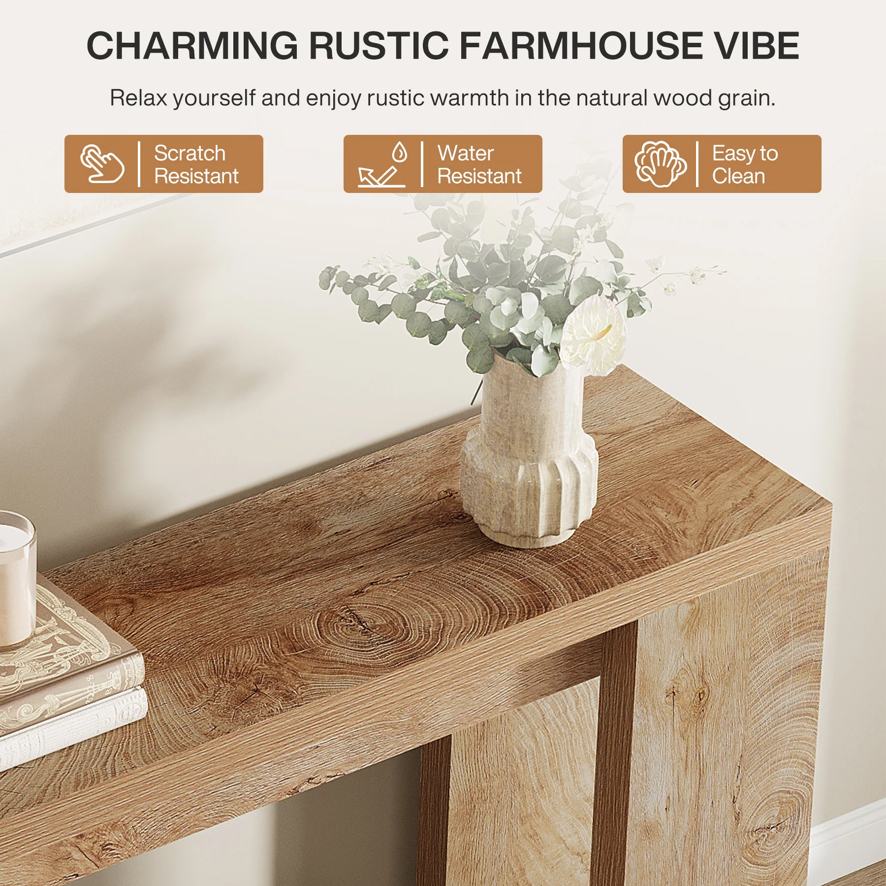 Tribesigns 70.9" Extra Long Console Table, Farmhouse Narrow Sofa Table for Entryway - Image 14