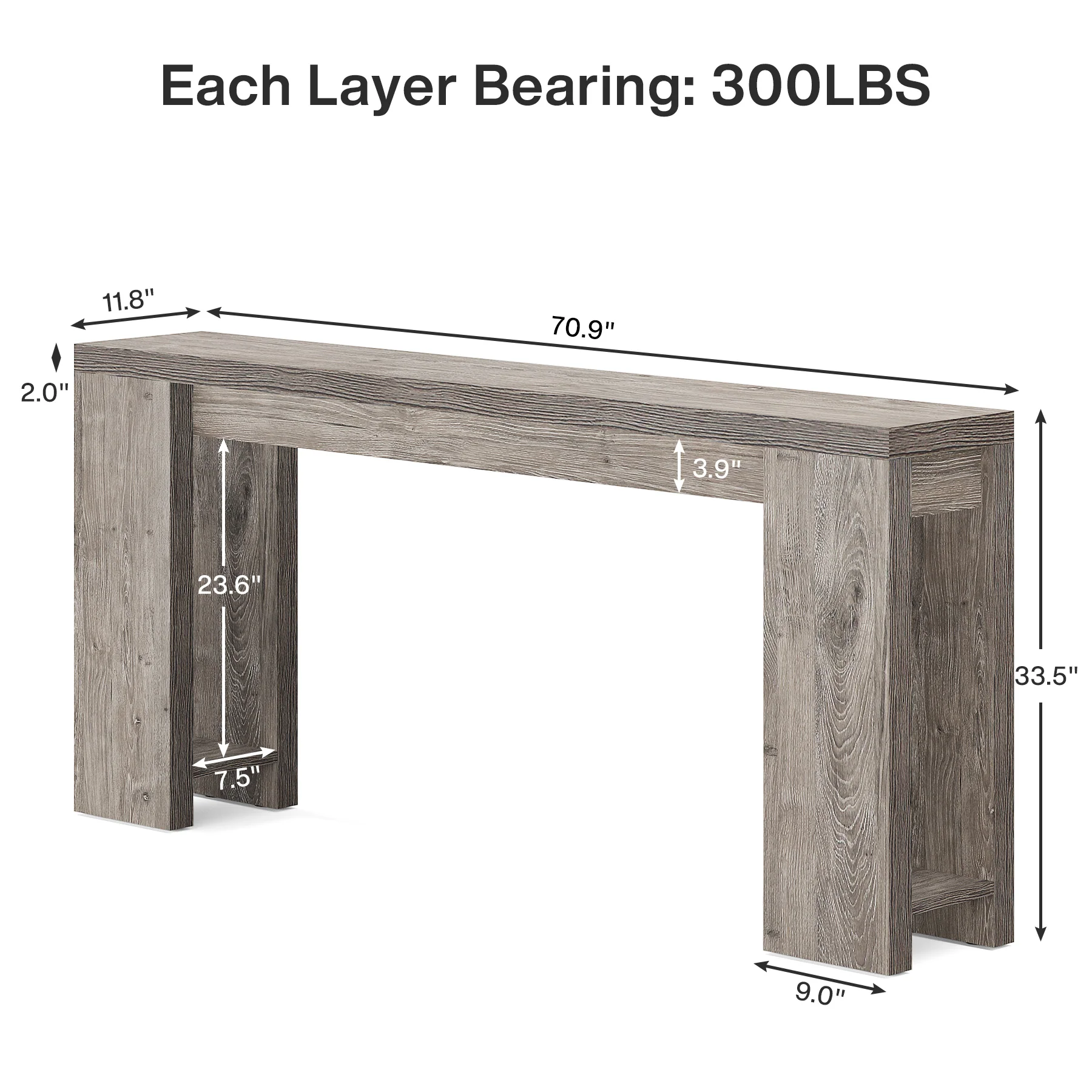 Tribesigns 70.9" Extra Long Console Table, Farmhouse Narrow Sofa Table for Entryway - Image 16