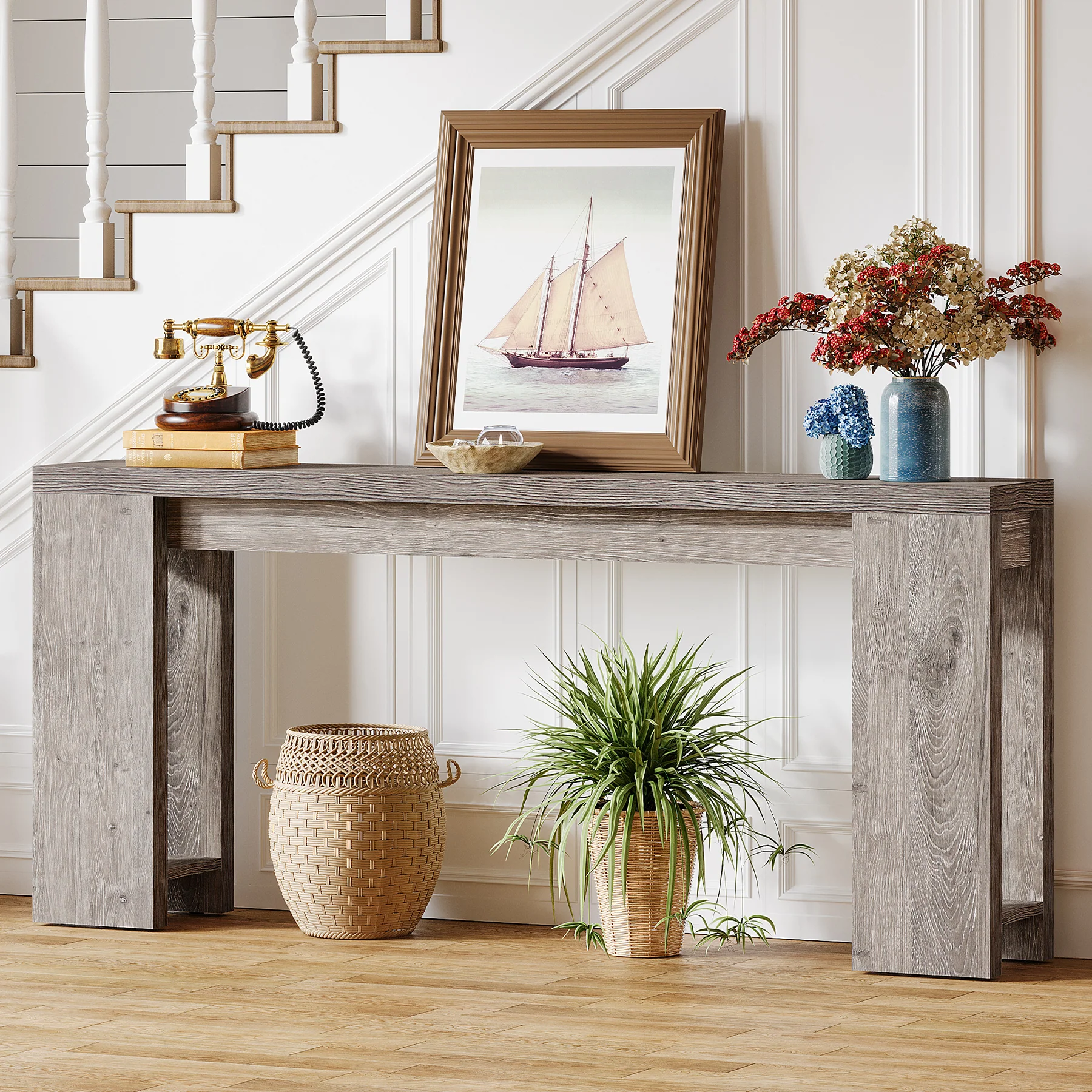 Tribesigns 70.9" Extra Long Console Table, Farmhouse Narrow Sofa Table for Entryway - Image 17