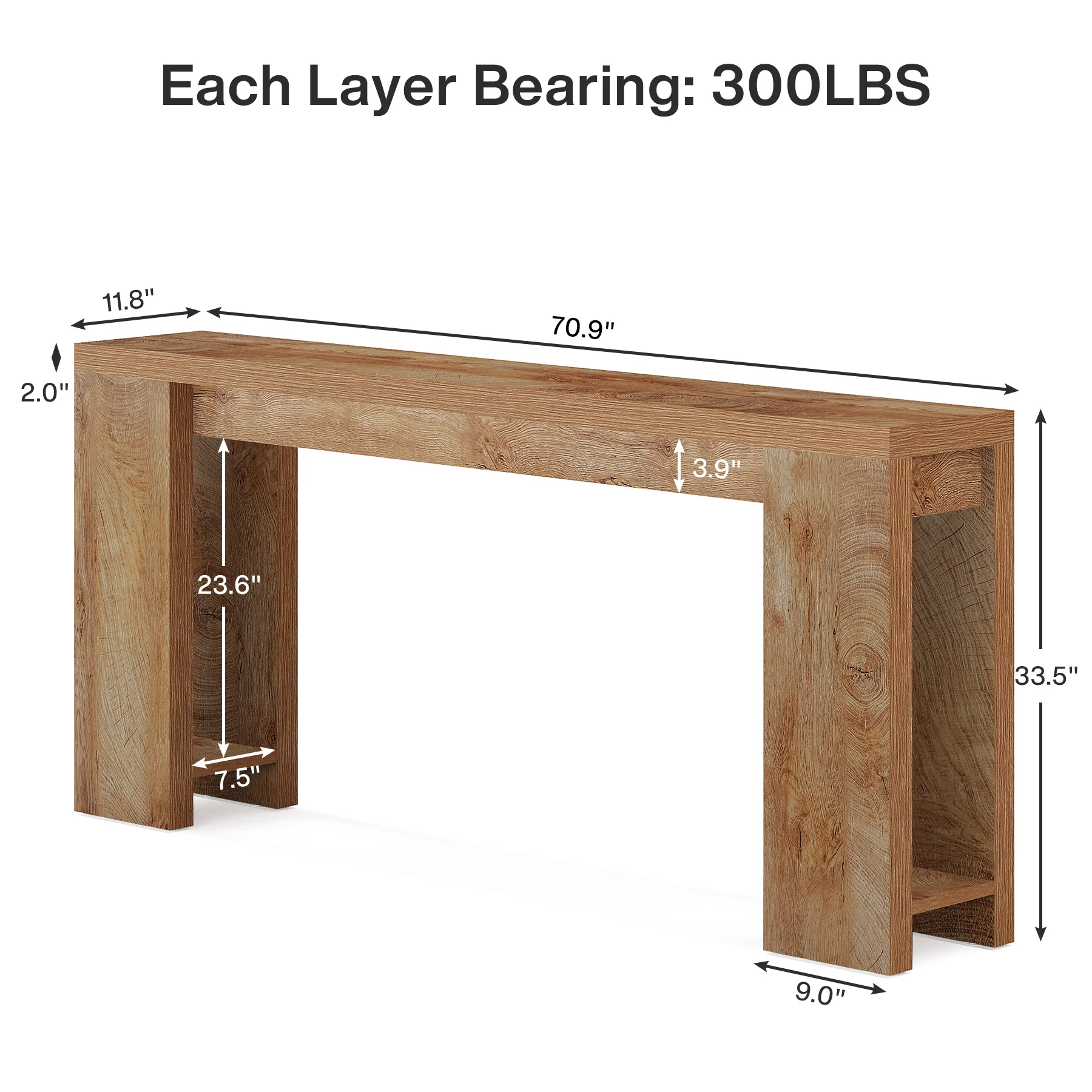Tribesigns 70.9" Extra Long Console Table, Farmhouse Narrow Sofa Table for Entryway - Image 2