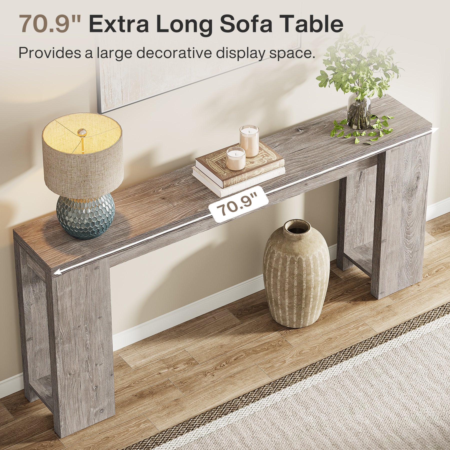 Tribesigns 70.9" Extra Long Console Table, Farmhouse Narrow Sofa Table for Entryway - Image 25