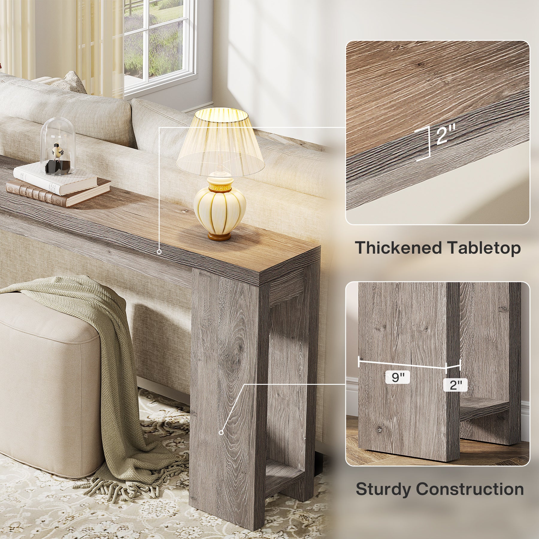 Tribesigns 70.9" Extra Long Console Table, Farmhouse Narrow Sofa Table for Entryway - Image 26