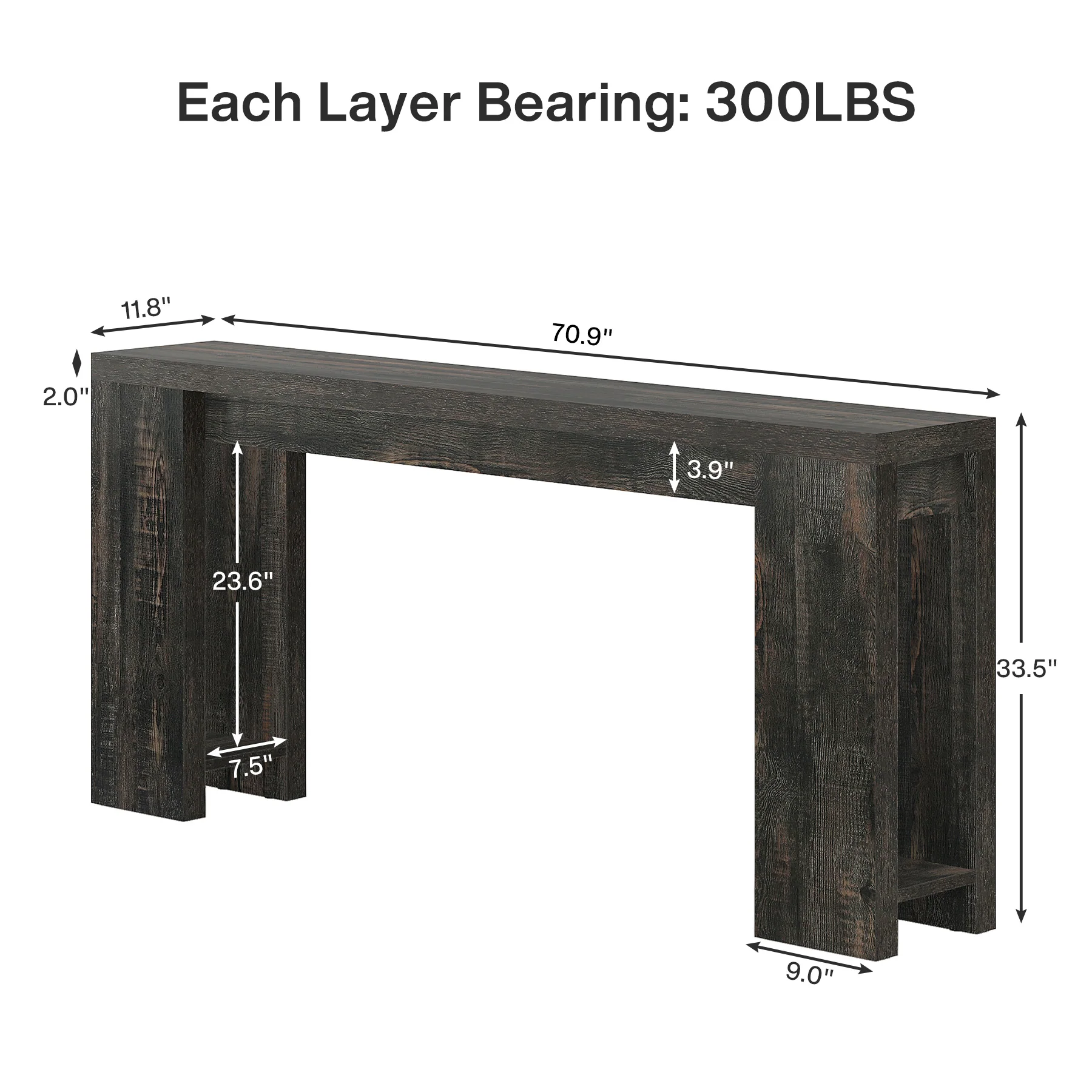 Tribesigns 70.9" Extra Long Console Table, Farmhouse Narrow Sofa Table for Entryway - Image 46
