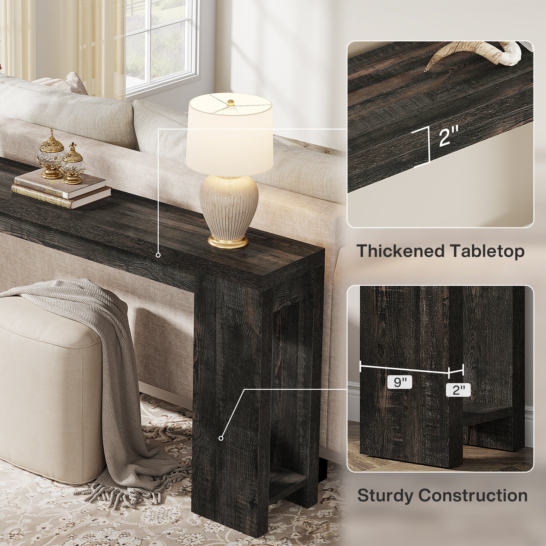 Tribesigns 70.9" Extra Long Console Table, Farmhouse Narrow Sofa Table for Entryway - Image 58