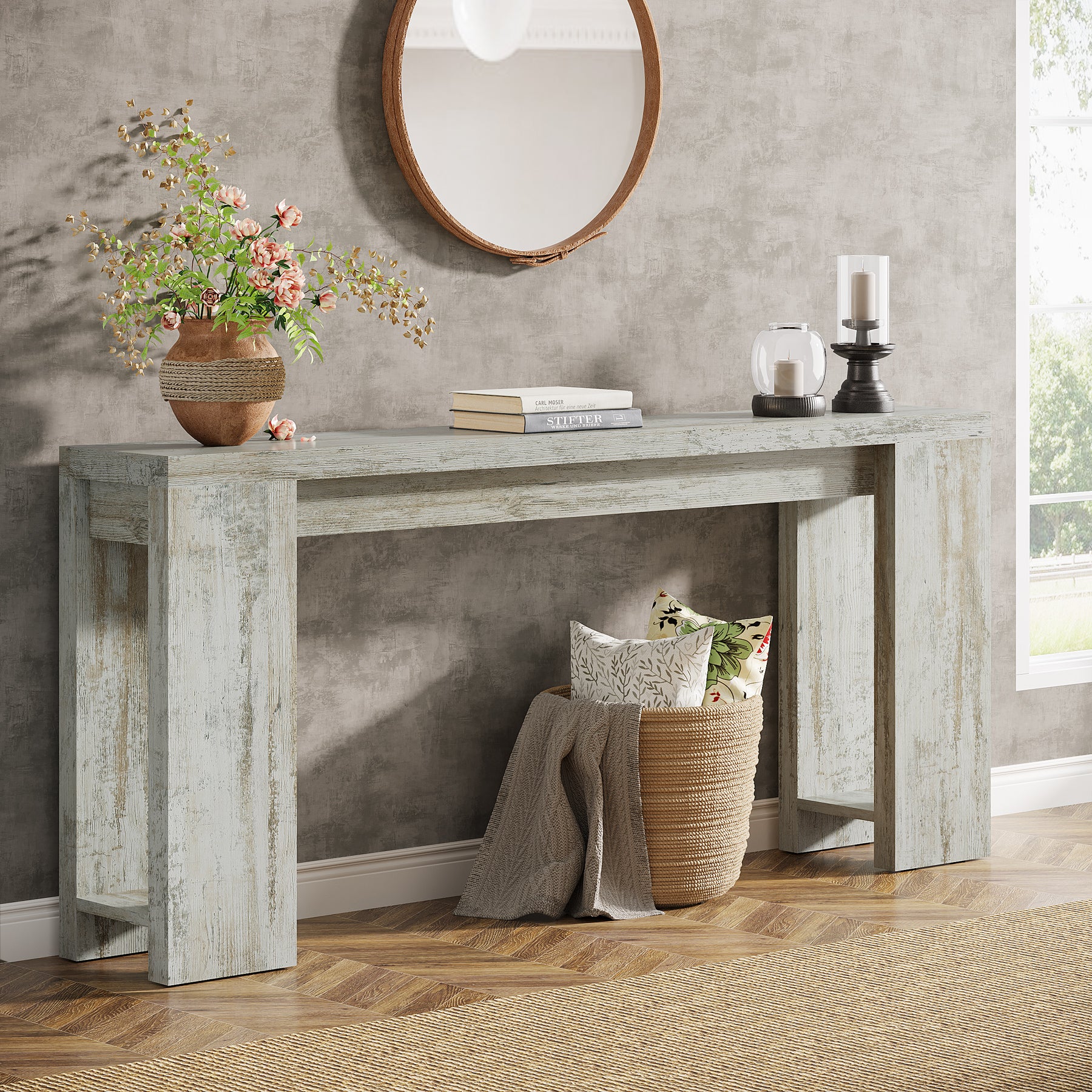 Tribesigns 70.9" Extra Long Console Table, Farmhouse Narrow Sofa Table for Entryway - Image 68