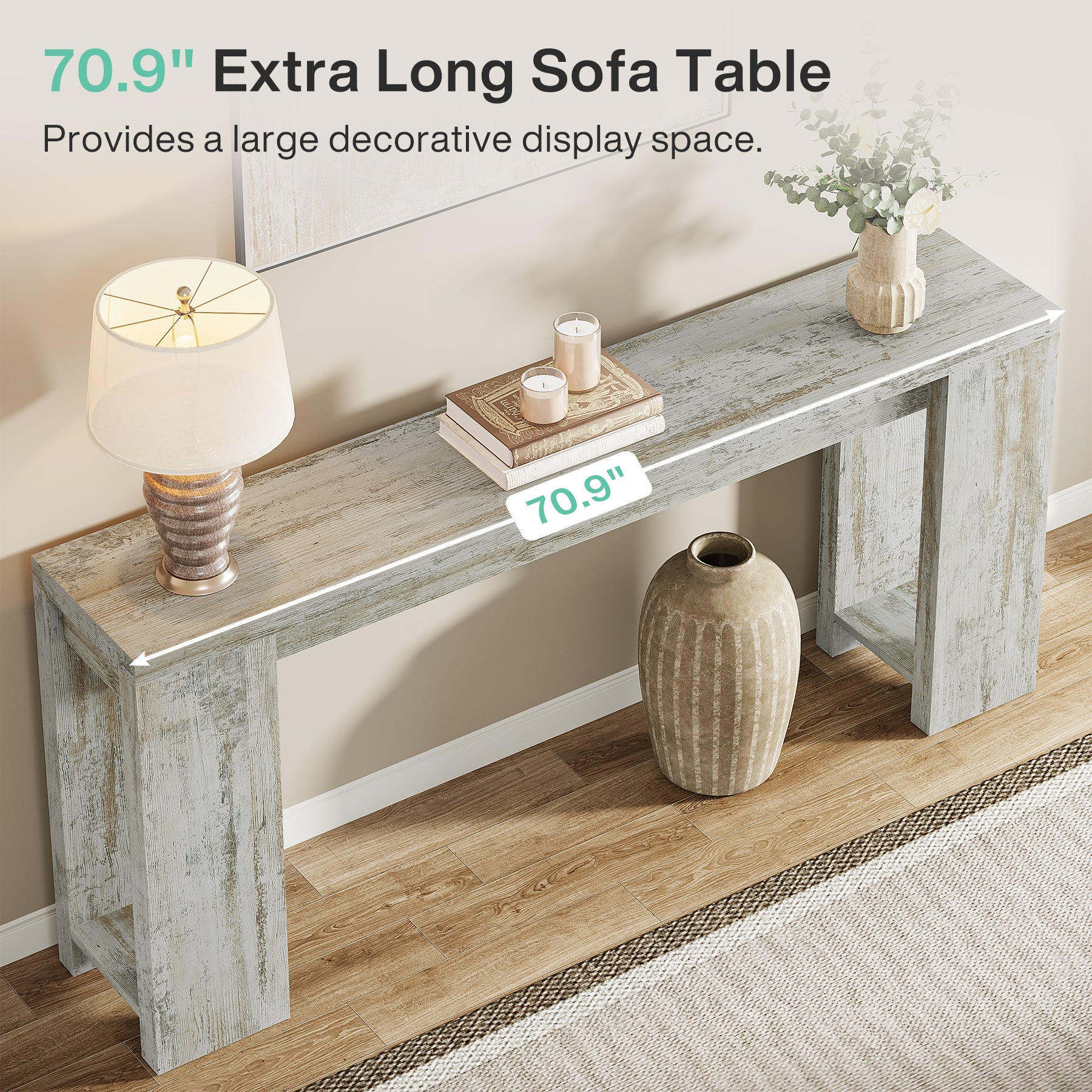 Tribesigns 70.9" Extra Long Console Table, Farmhouse Narrow Sofa Table for Entryway - Image 69