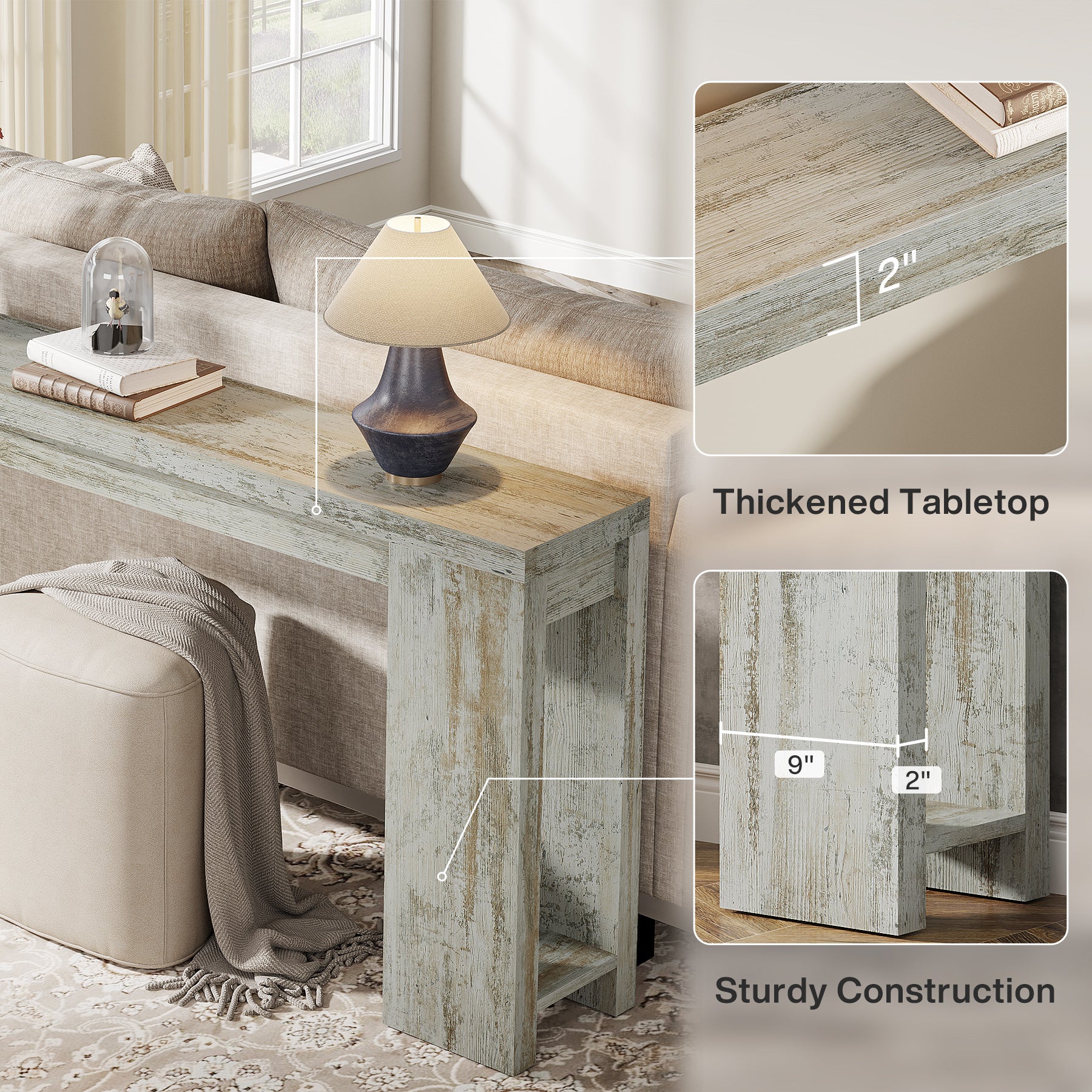 Tribesigns 70.9" Extra Long Console Table, Farmhouse Narrow Sofa Table for Entryway - Image 70