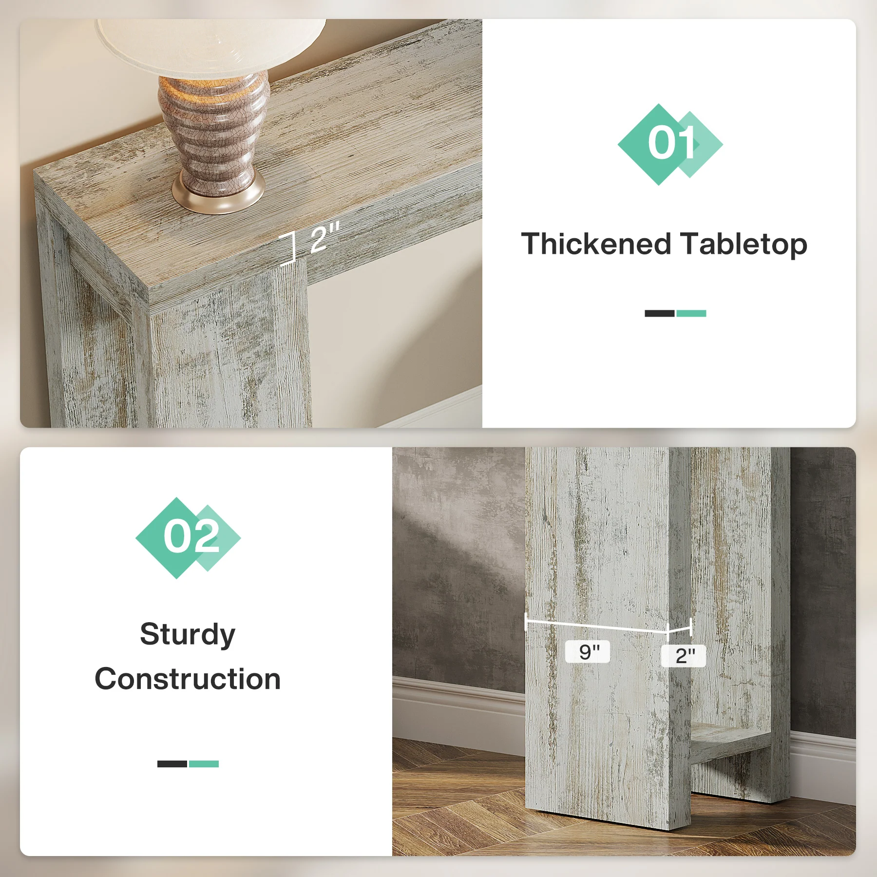 Tribesigns 70.9" Extra Long Console Table, Farmhouse Narrow Sofa Table for Entryway - Image 71