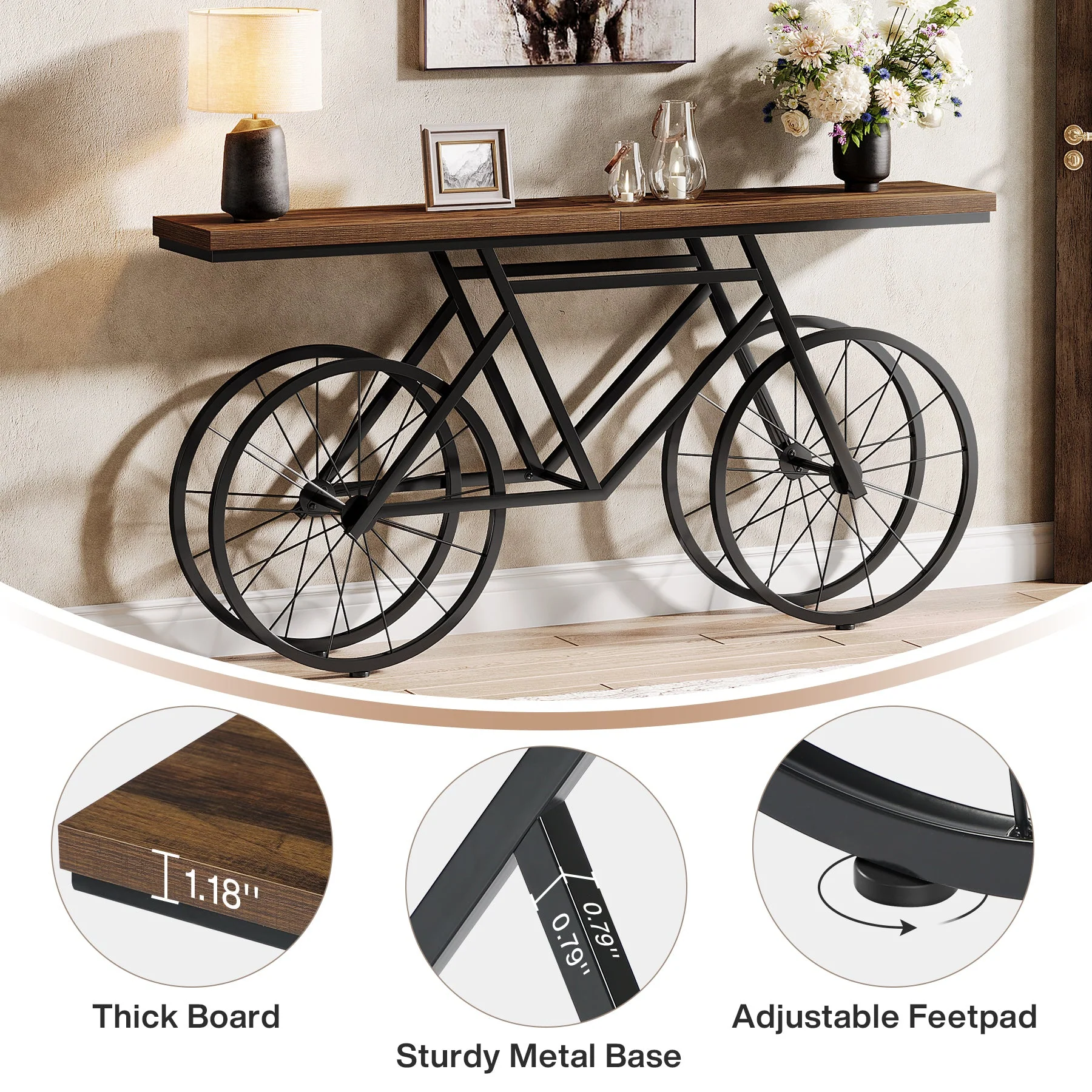 70.9" Bike Console Table, Extra Long Bicycle Tables - Image 7