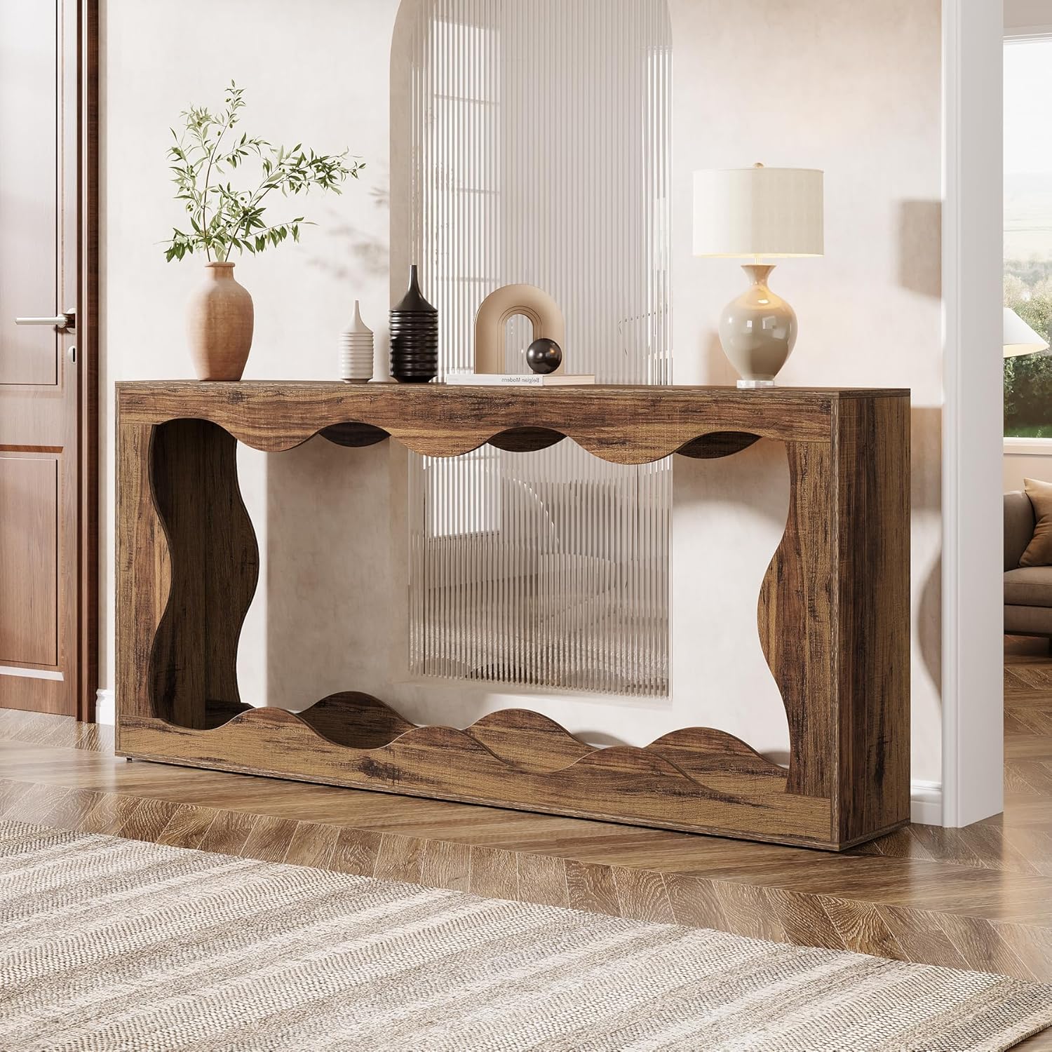 63" Console Table, Farmhouse Entryway Table Couch Table Behind Sofa - Image 7