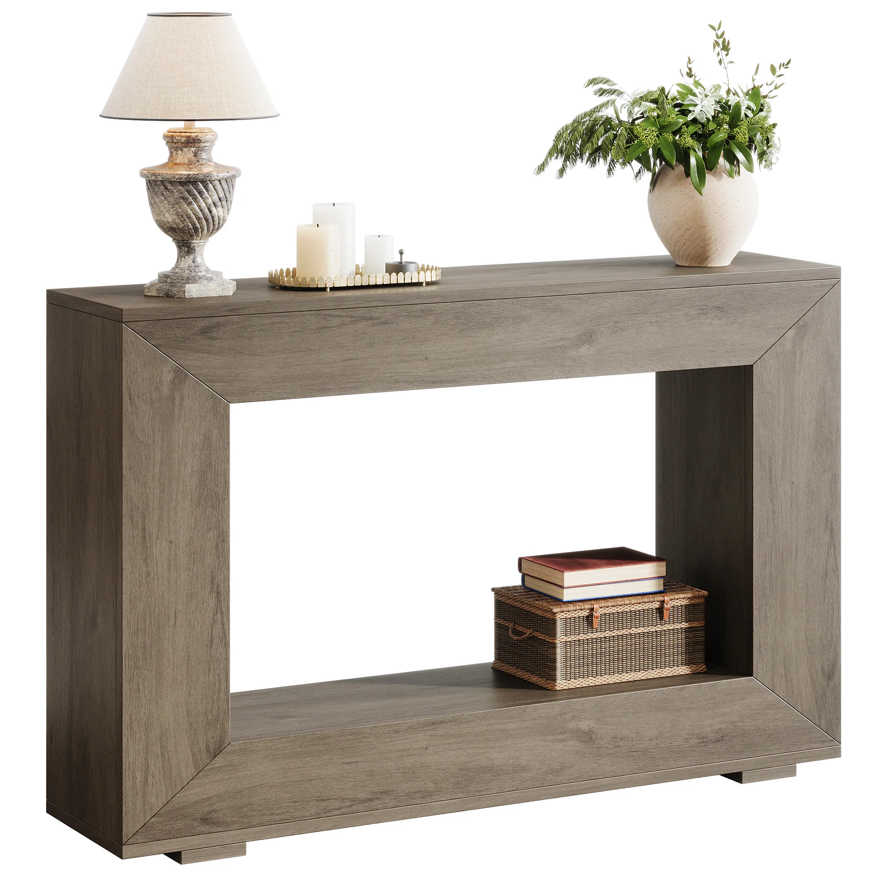 47" Farmhouse Console Table with Industrial Storage, Entryway Accent for Living Room & Entrance - Image 21