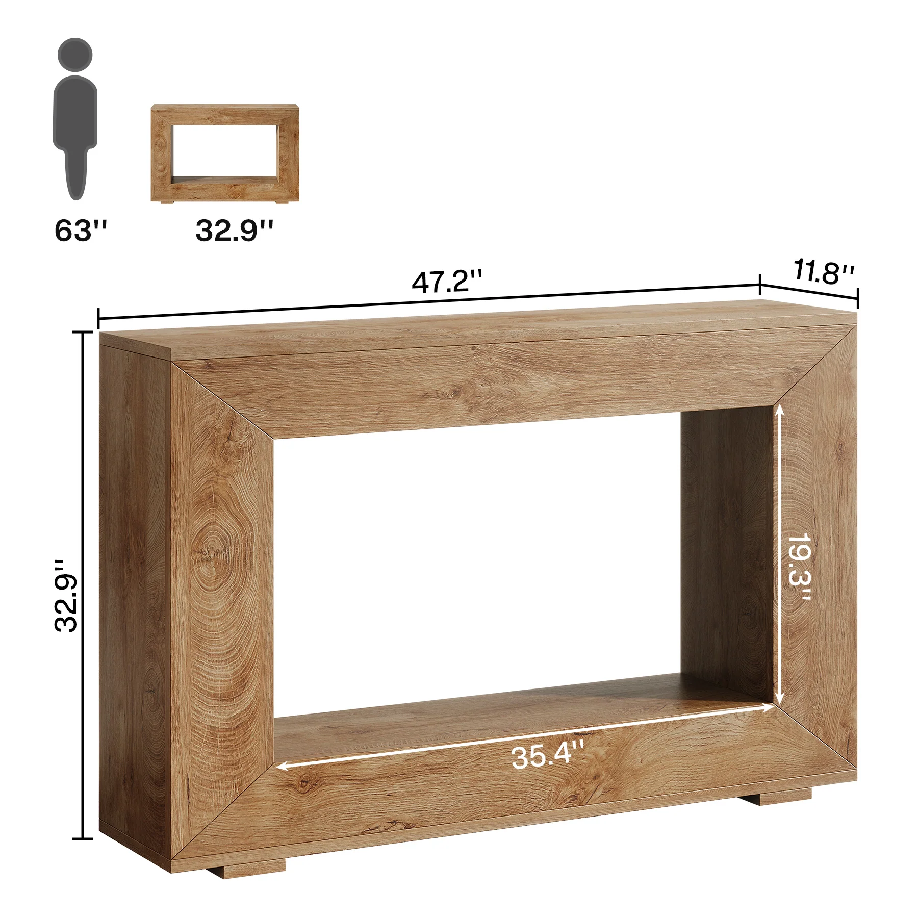 47" Farmhouse Console Table with Industrial Storage, Entryway Accent for Living Room & Entrance - Image 24