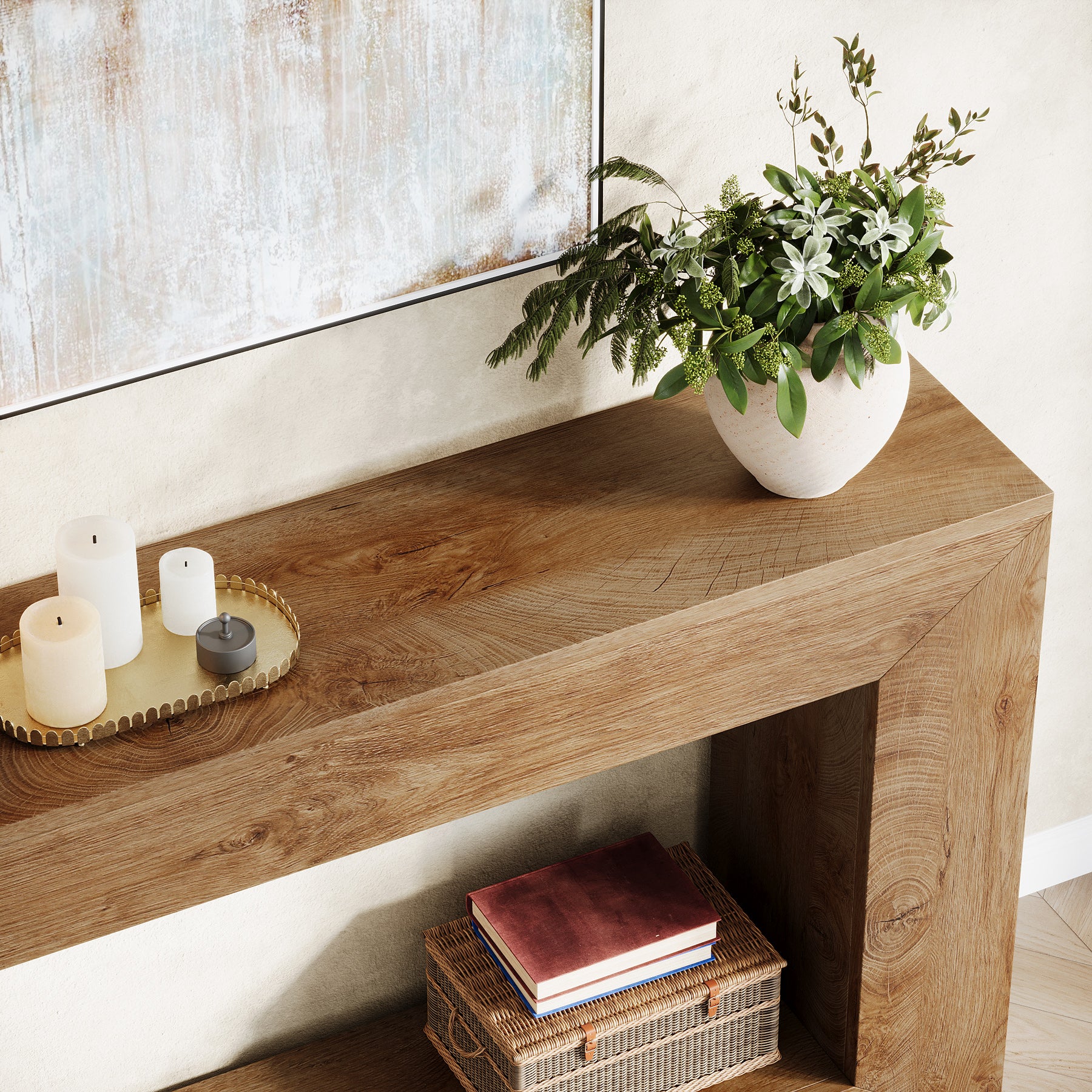 47" Farmhouse Console Table with Industrial Storage, Entryway Accent for Living Room & Entrance - Image 31