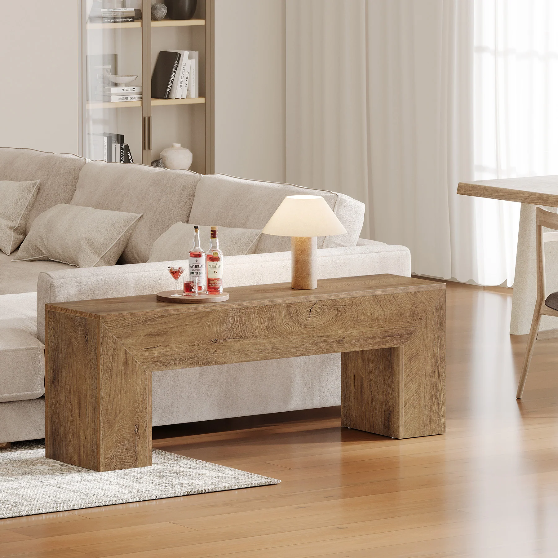 47" Dining Bench, Farmhouse Entryway Bench End of Bed Bench - Image 11