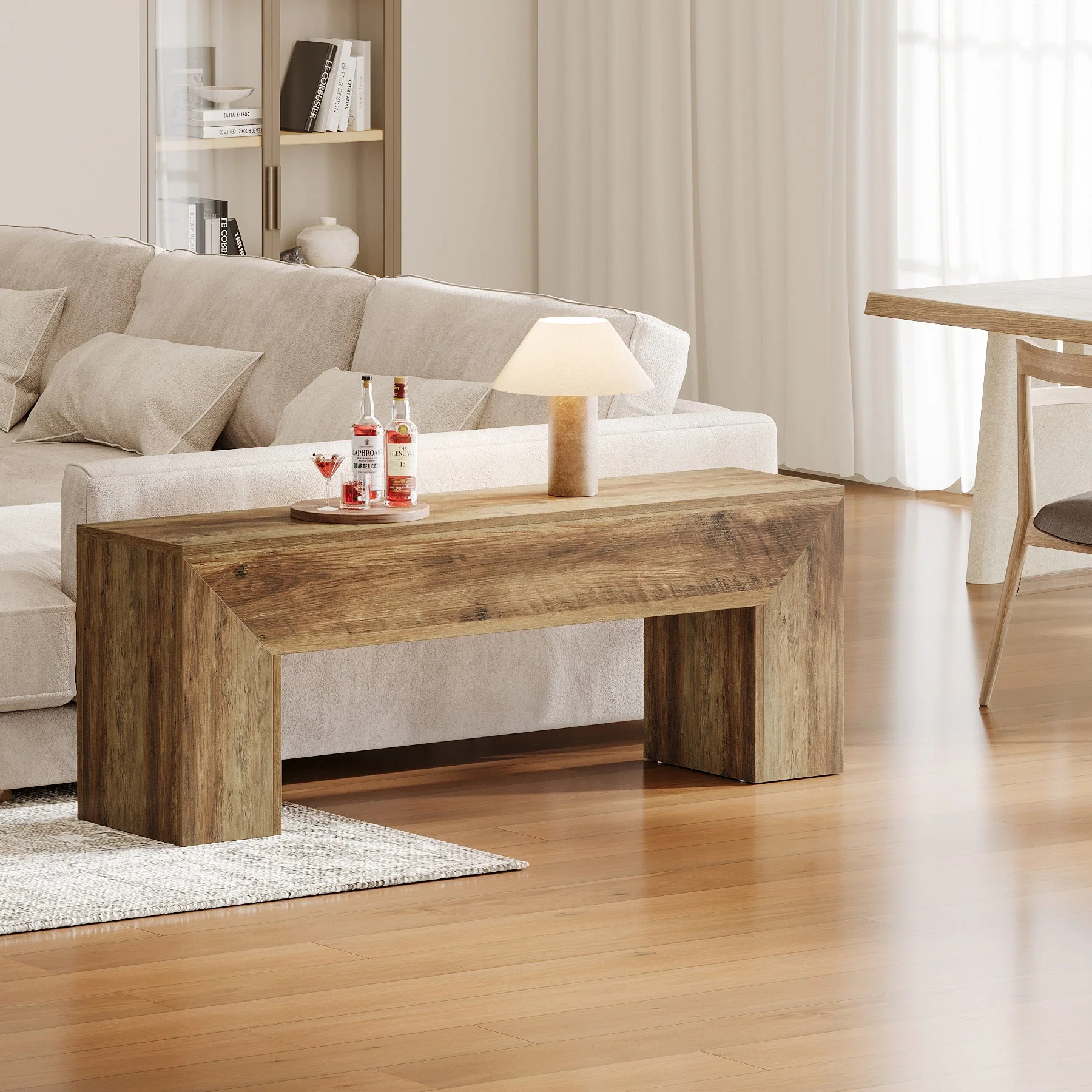 47" Dining Bench, Farmhouse Entryway Bench End of Bed Bench - Image 4