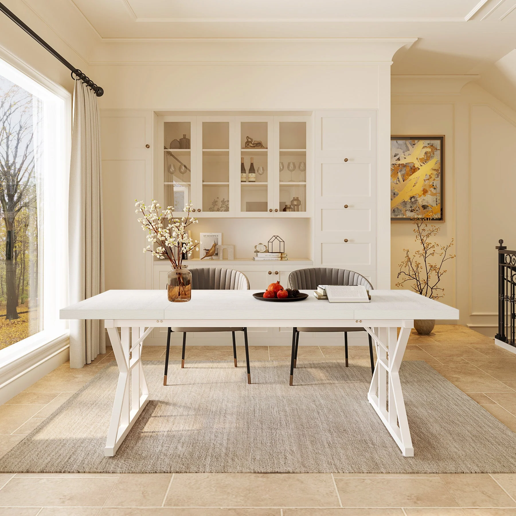 Rectangular Dining Table, Farmhouse 70.8" Kitchen Table for 6 People - Image 13