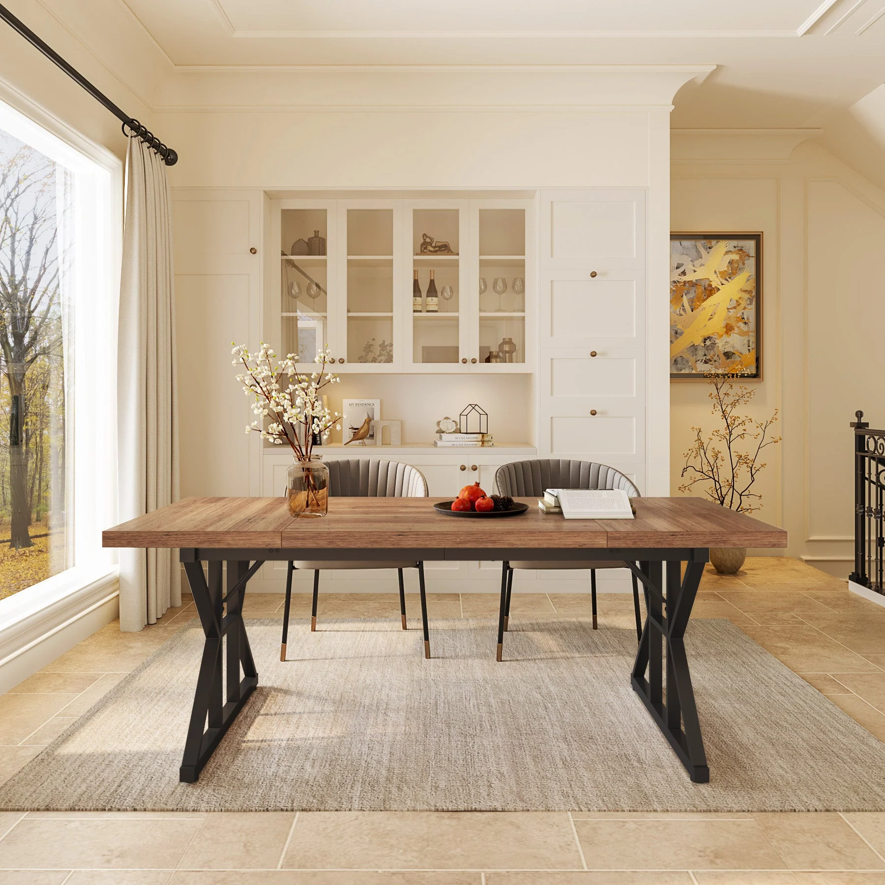 Rectangular Dining Table, Farmhouse 70.8" Kitchen Table for 6 People - Image 17