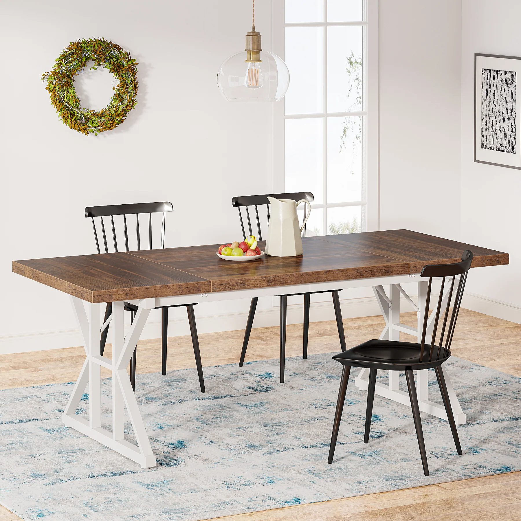 Rectangular Dining Table, Farmhouse 70.8" Kitchen Table for 6 People - Image 5
