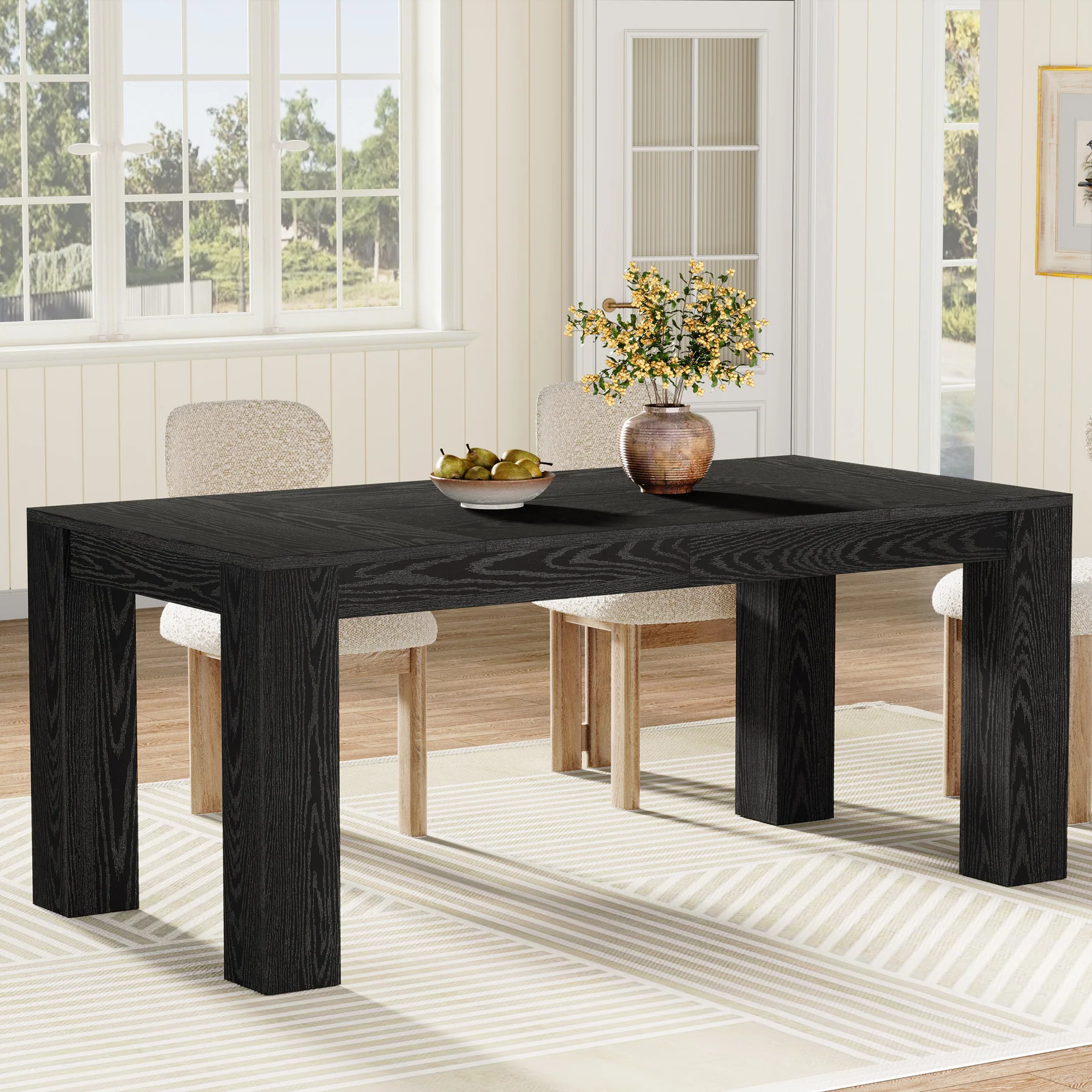 63" Dining Table, Farmhouse Kitchen Dinner Table for 4-6 People - Image 8